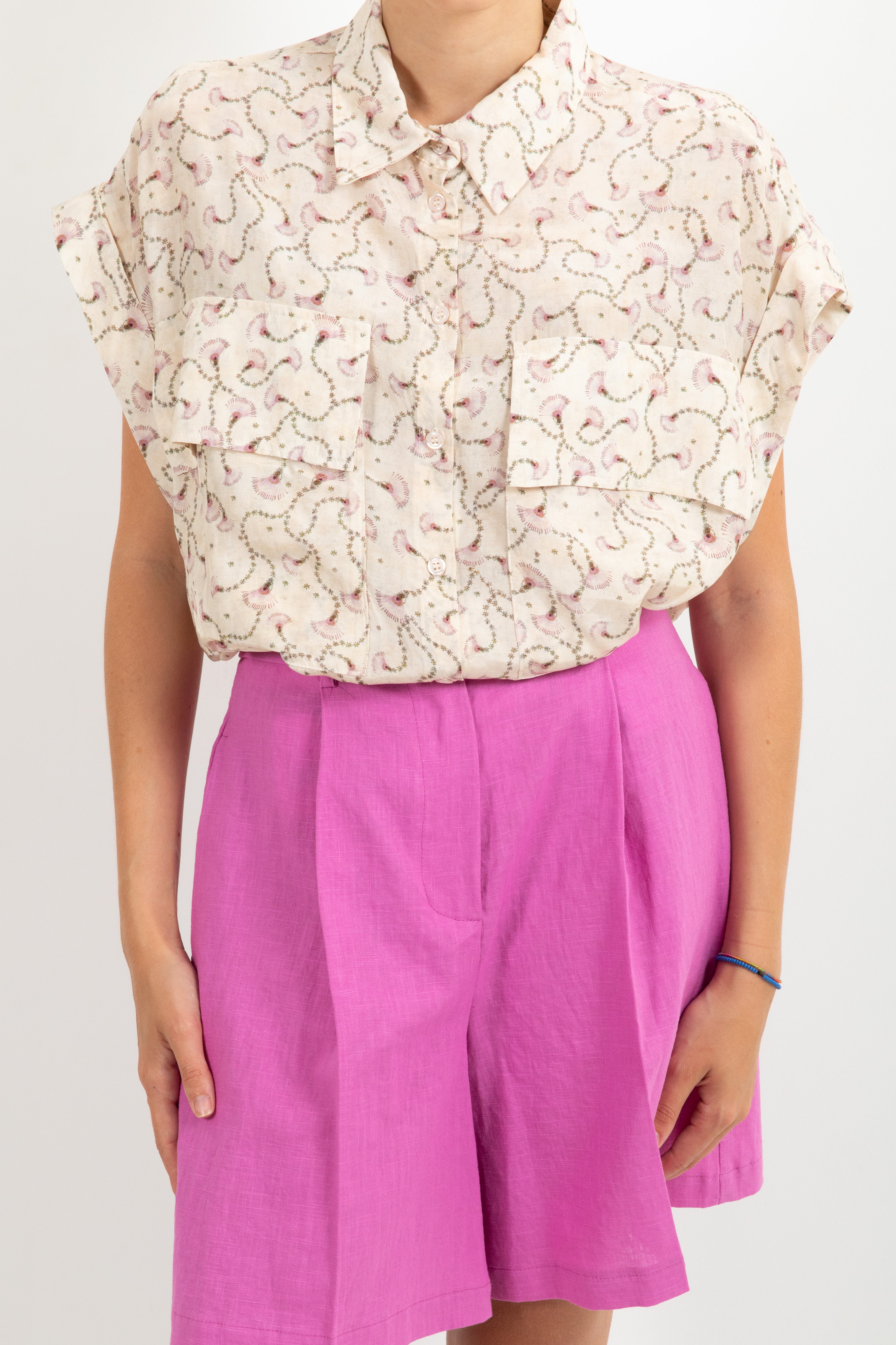 Camicia manica corta fantasia nappine Dixie