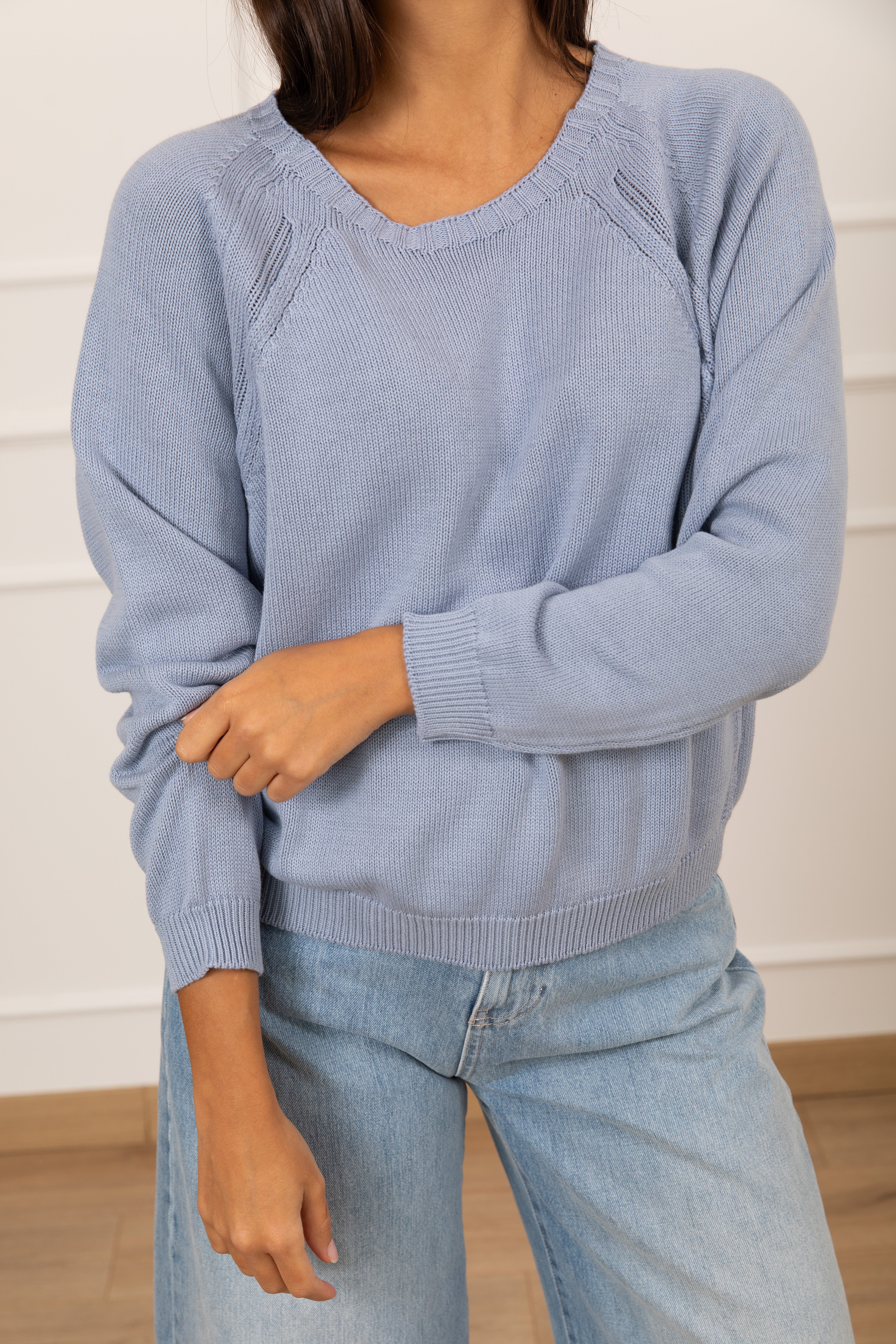 Maglia girocollo in cotone con manica raglan Susy Mix