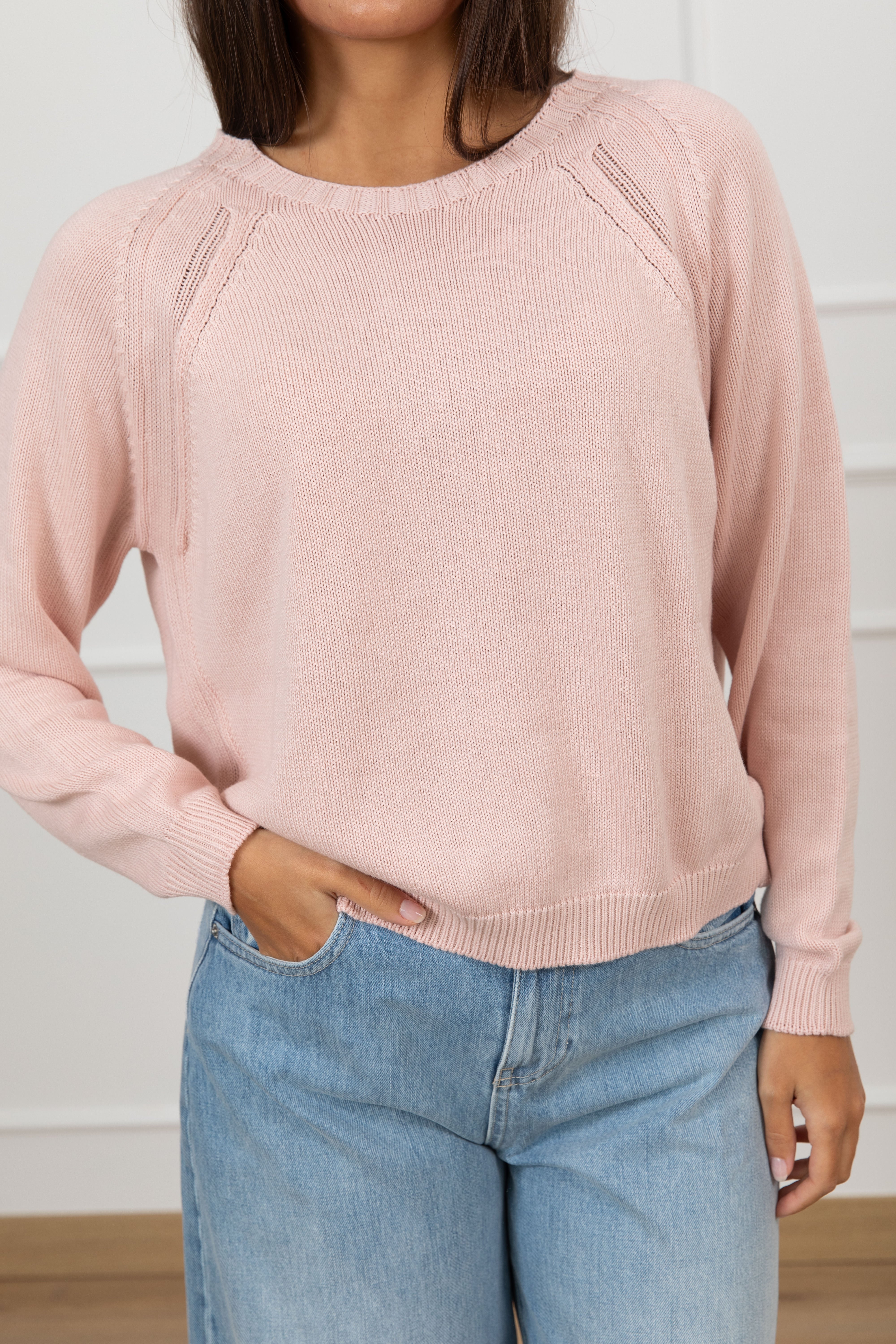 Maglia girocollo in cotone con manica raglan Susy Mix