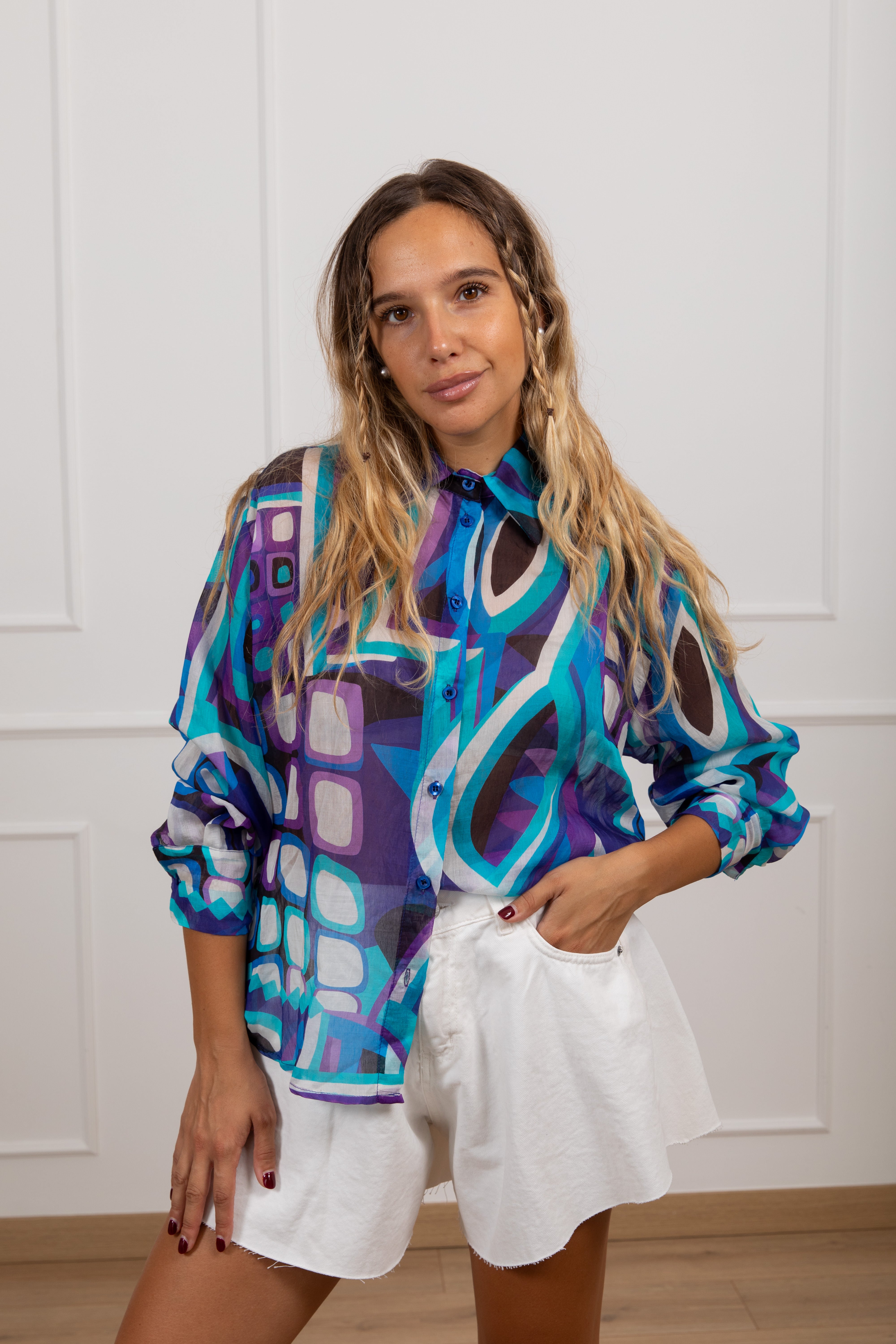 Camicia fantasia optical viola Tensione IN