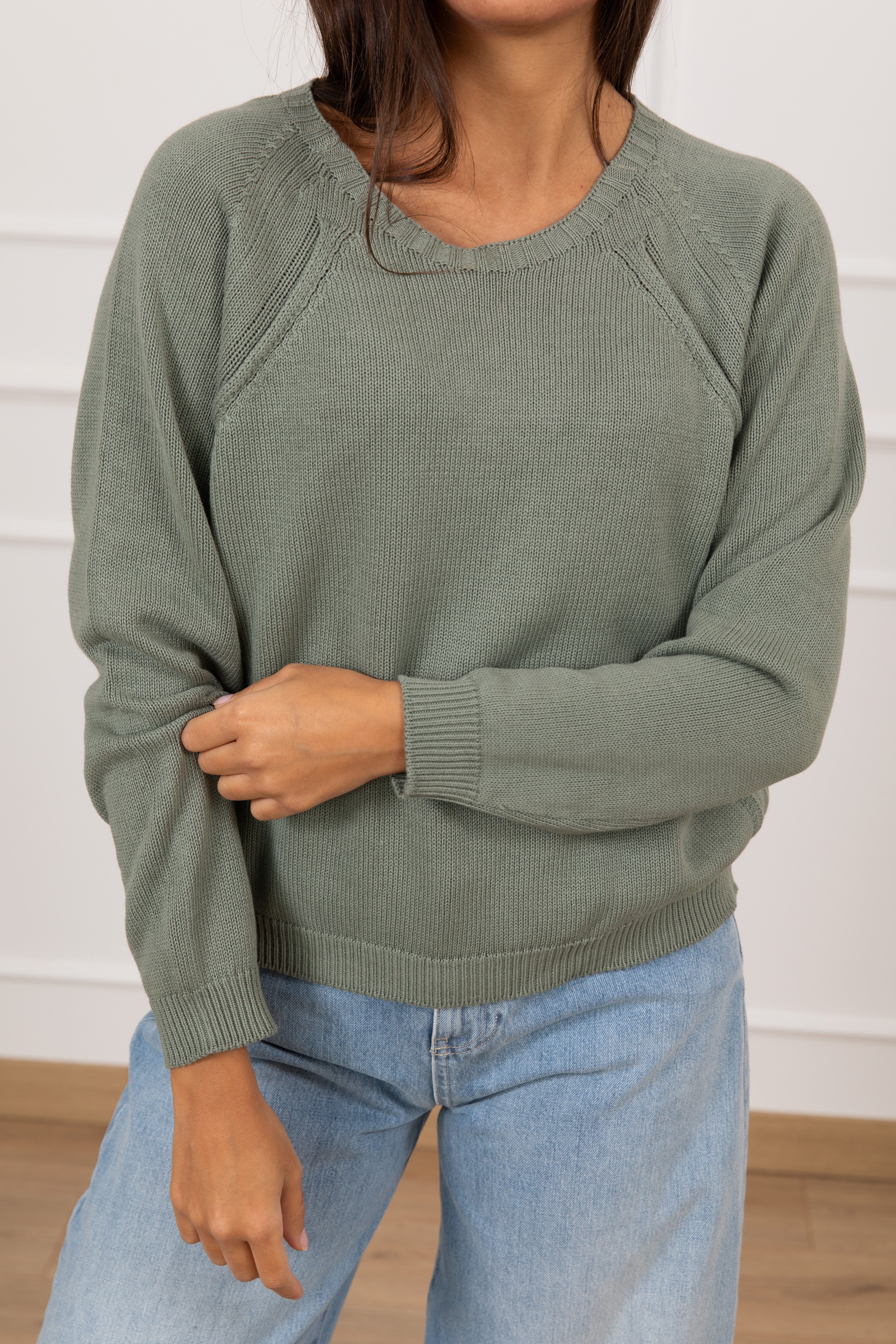 Maglia girocollo in cotone con manica raglan Susy Mix