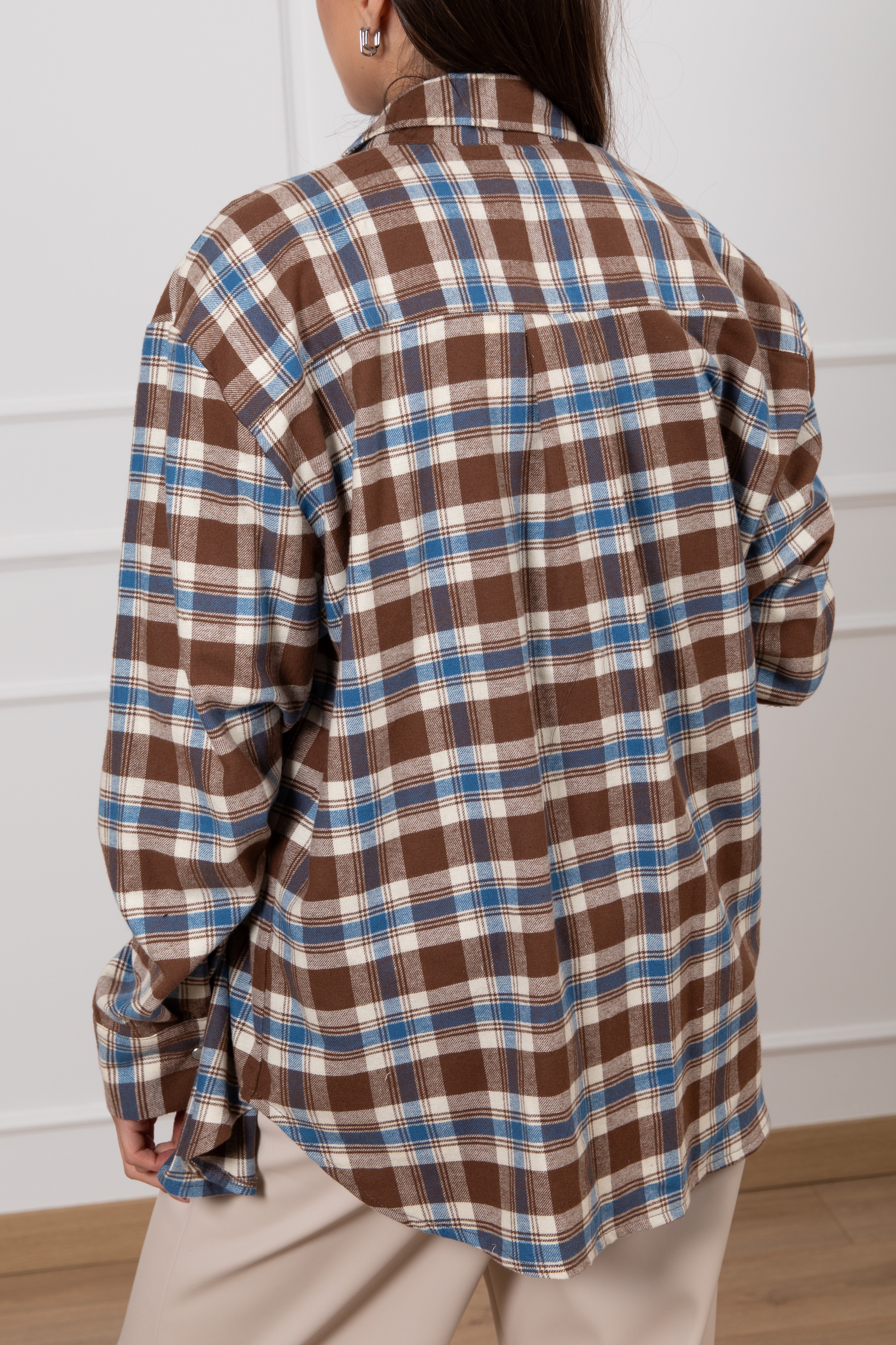 Camicia check tabacco con t-shirt incorporata Tensione IN