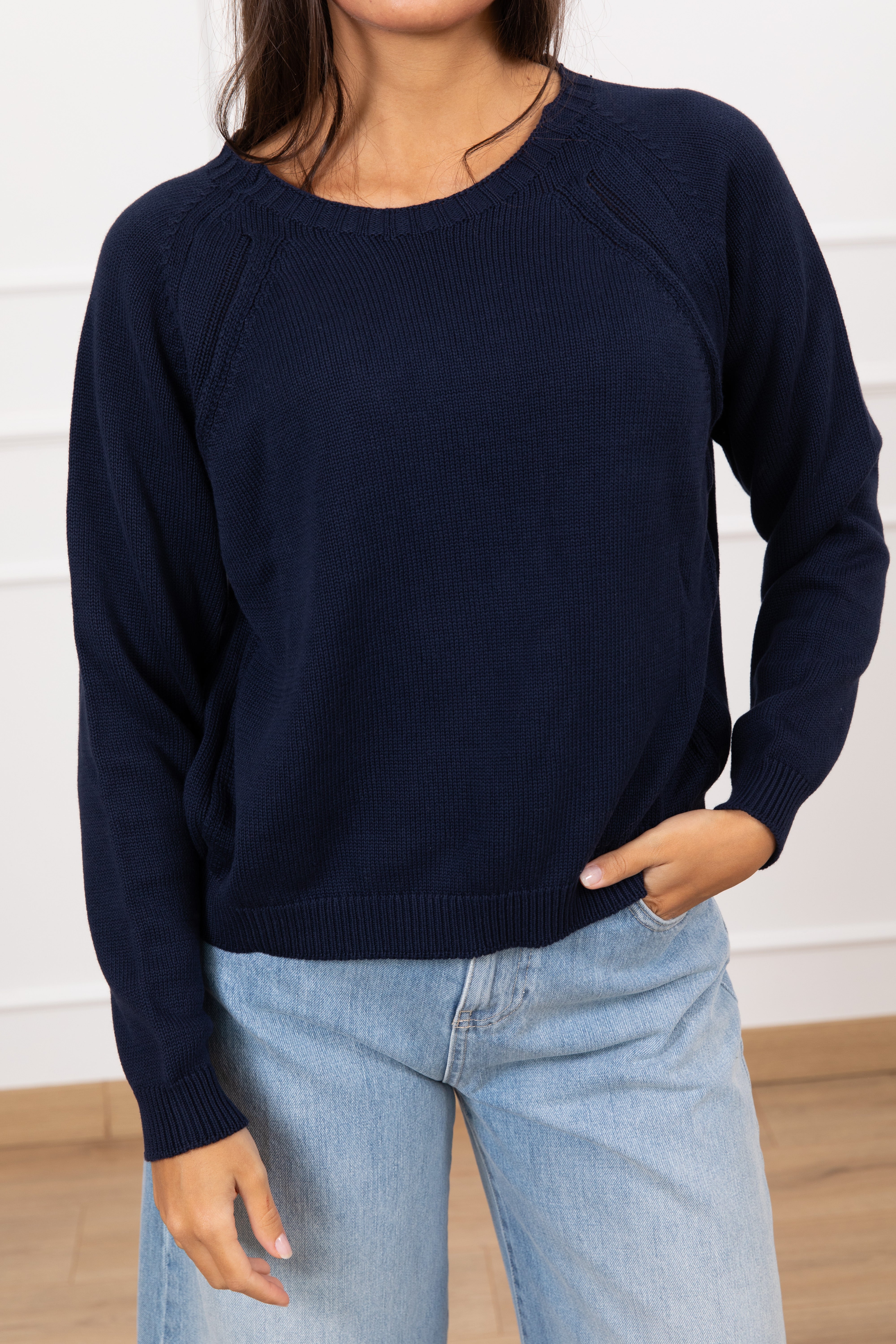 Maglia girocollo in cotone con manica raglan Susy Mix