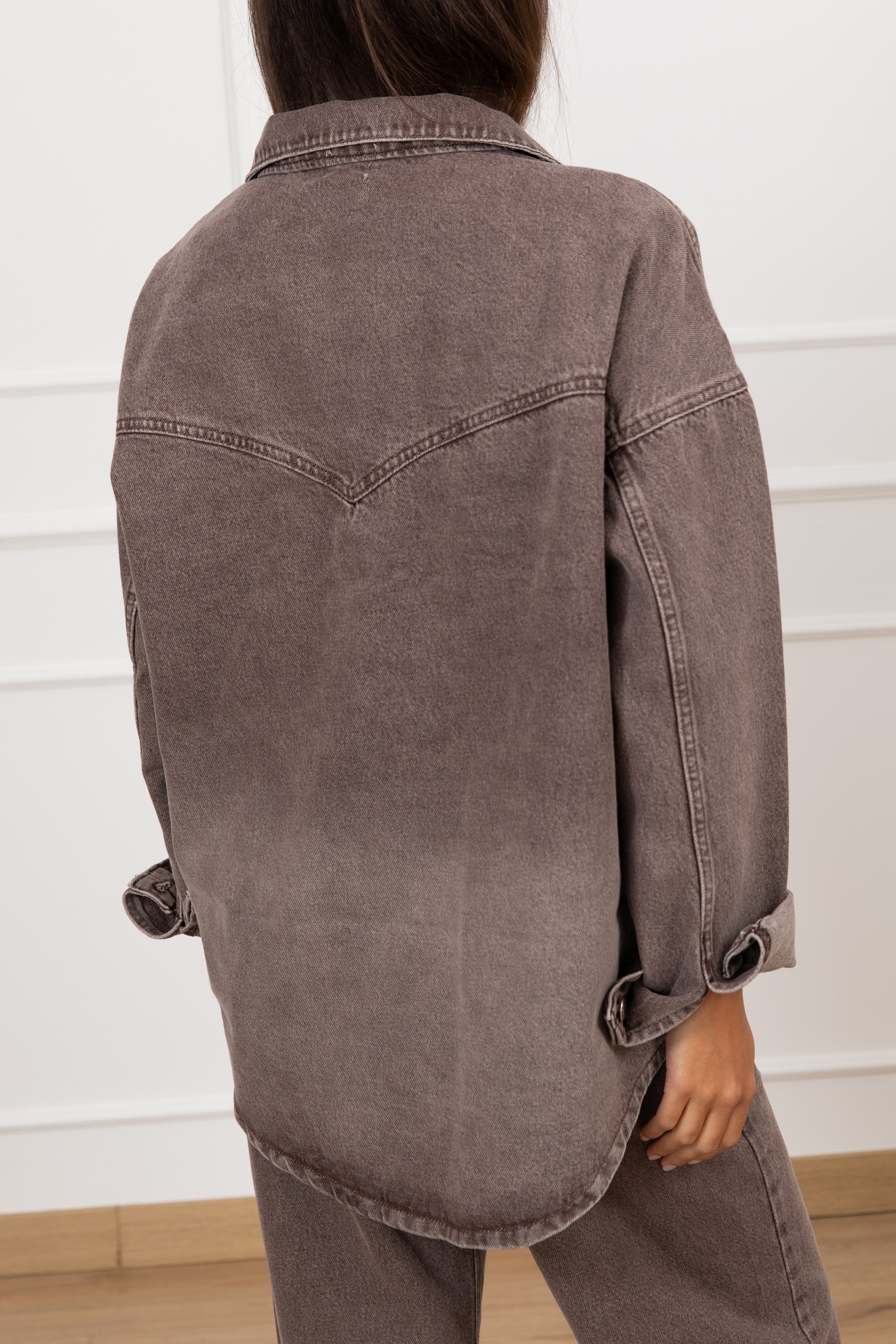 Giacca-camicia over-size in jeans moro Susy Mix