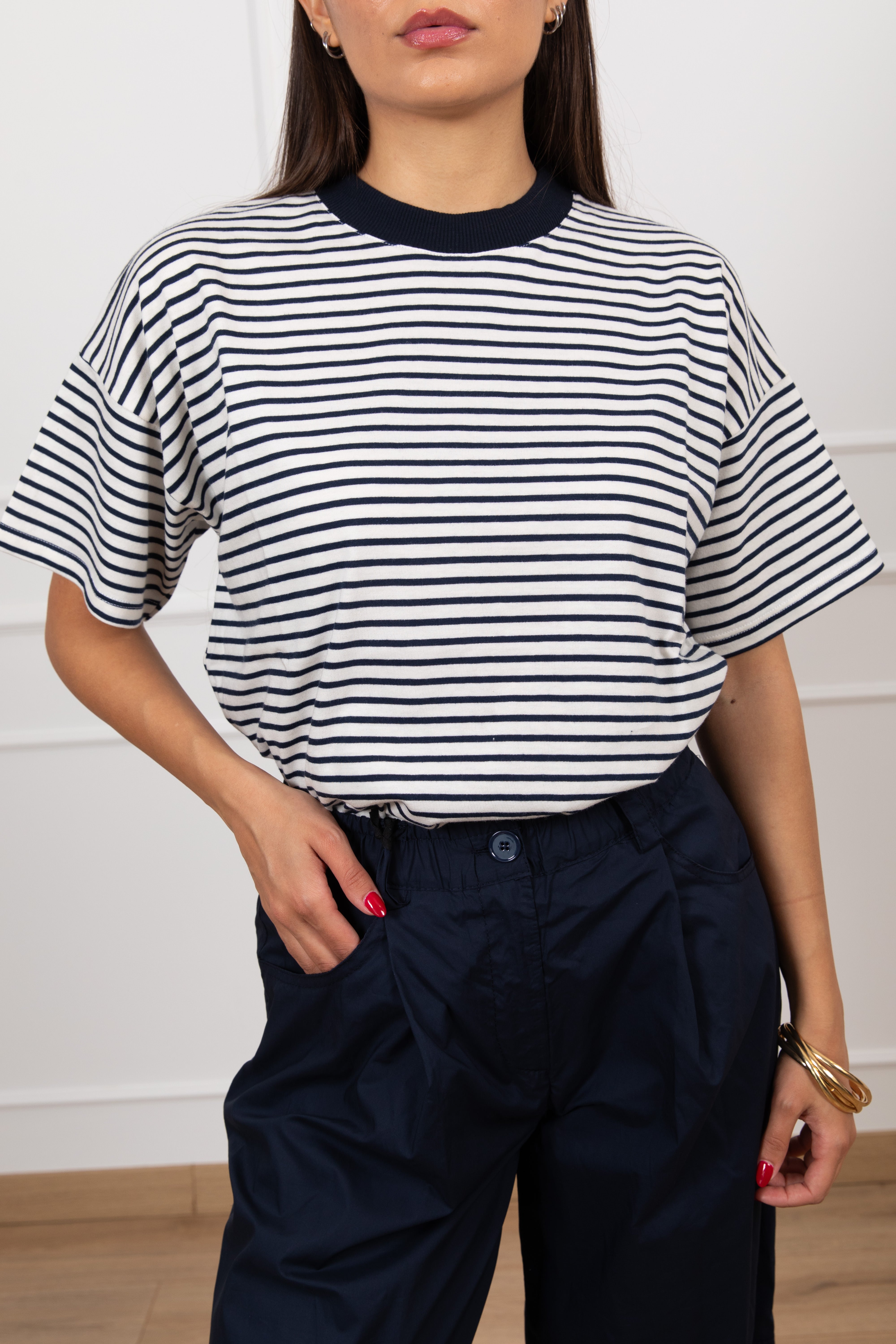 T-shirt over-size a righe ViCOLO