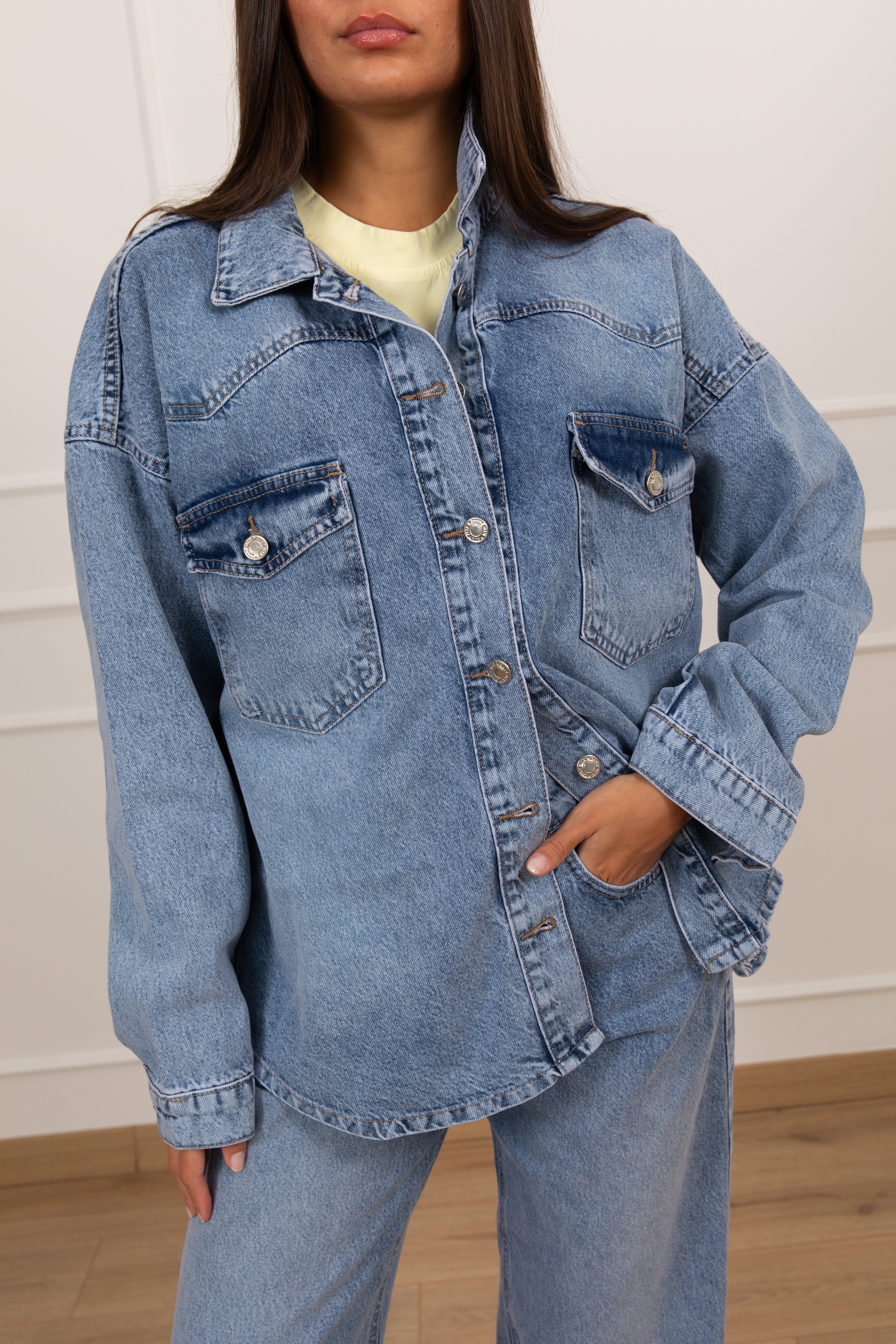 Giacca-camicia over-size in jeans Susy Mix