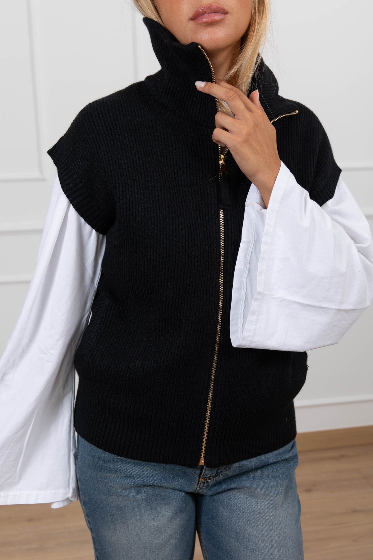 Gilet in maglia a coste con zip Susy Mix