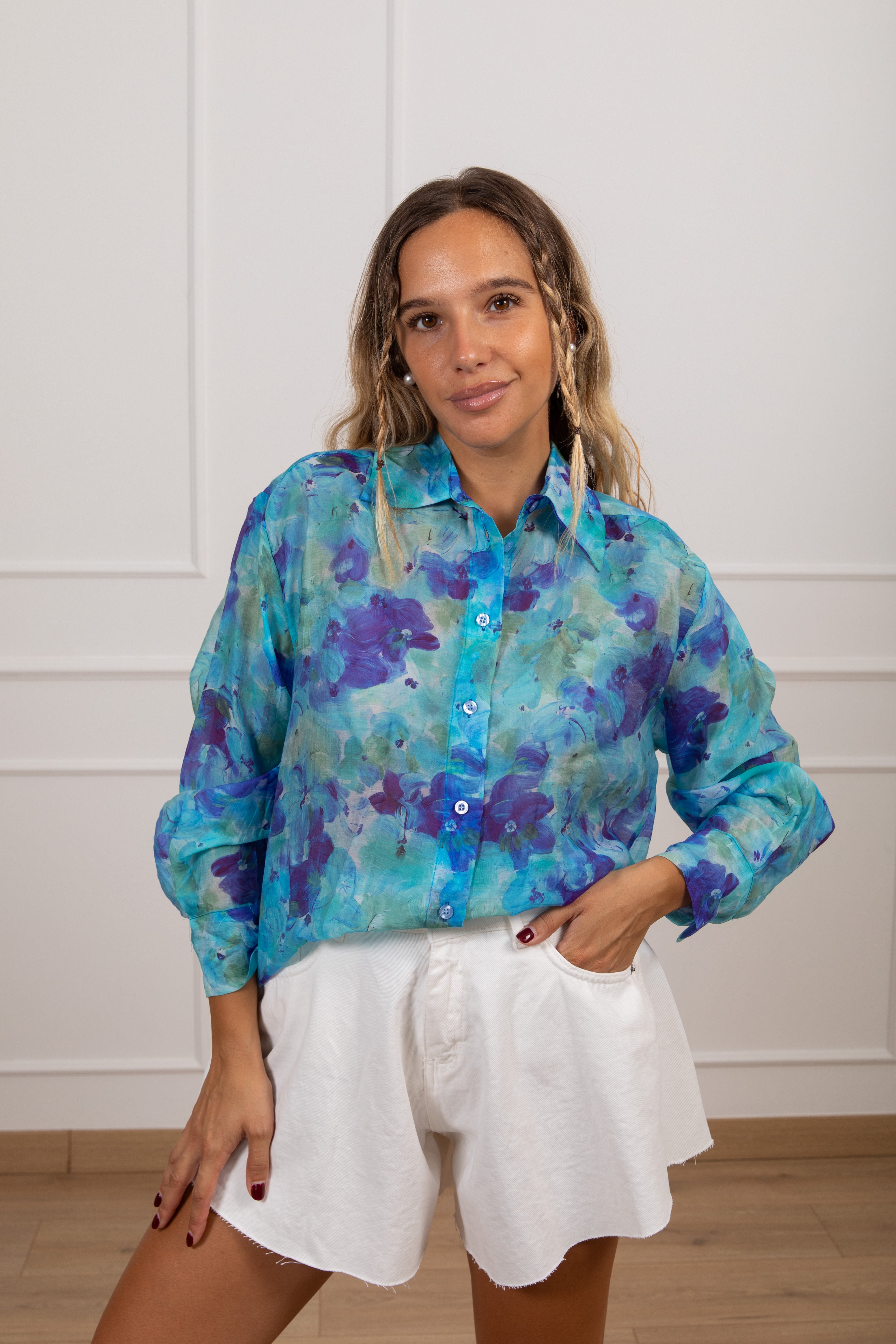 Camicia fantasia fiore acquerello Tensione IN