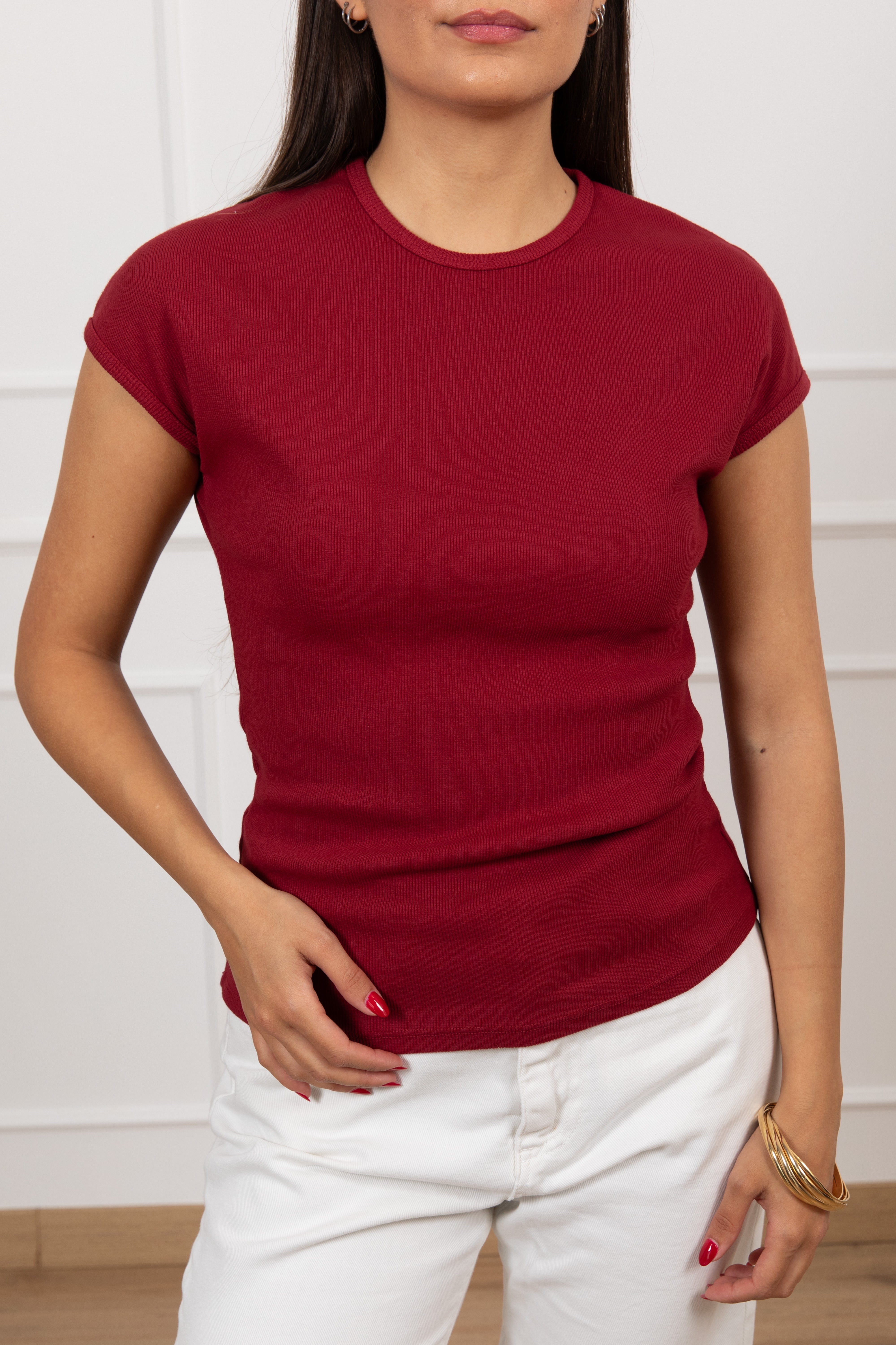 T-shirt sfiancata a costine Motel