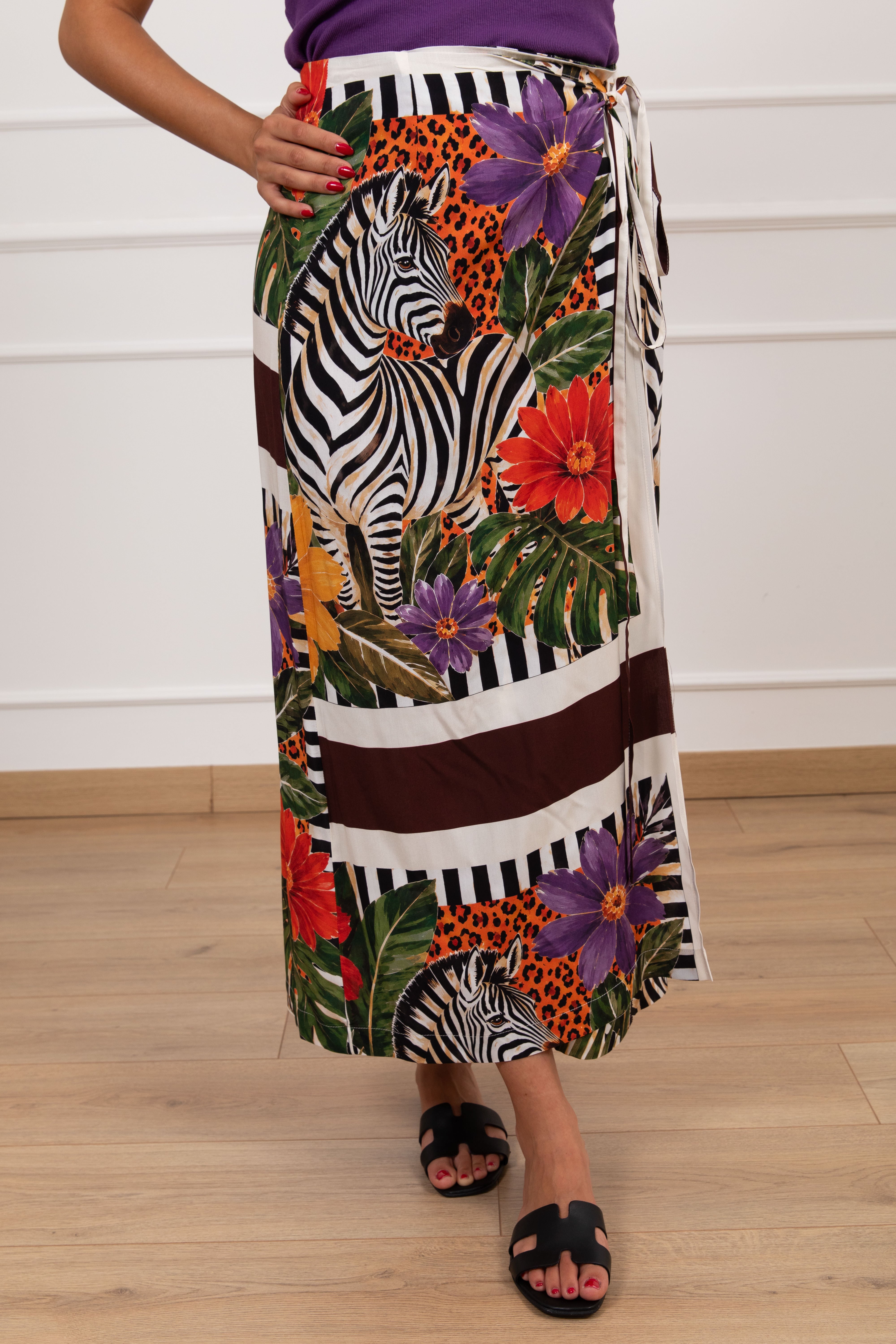 Gonna lunga pareo fantasia zebra ViCOLO