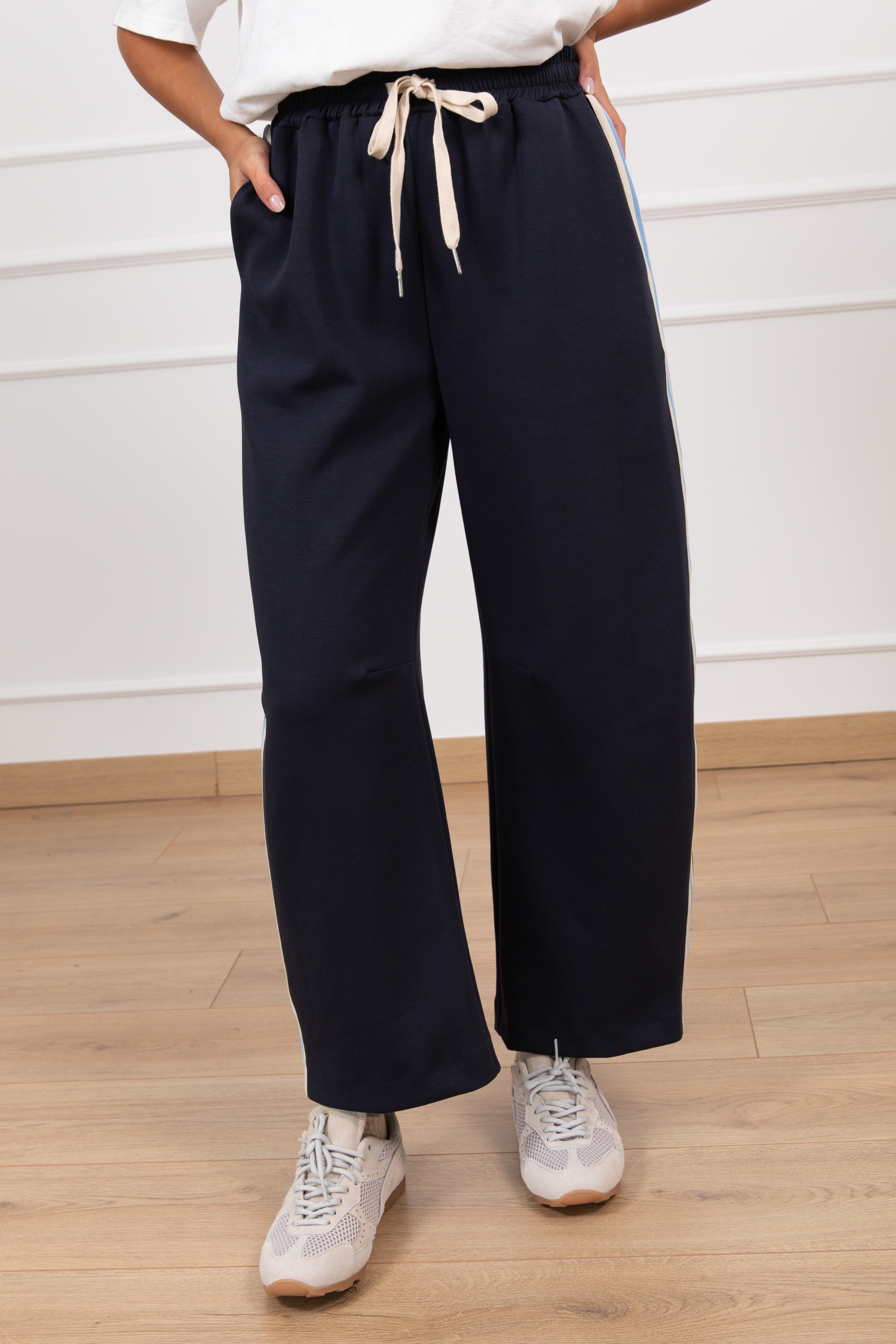 Pantalone felpa in cotone leggero con bande laterali bi-color Tensione IN