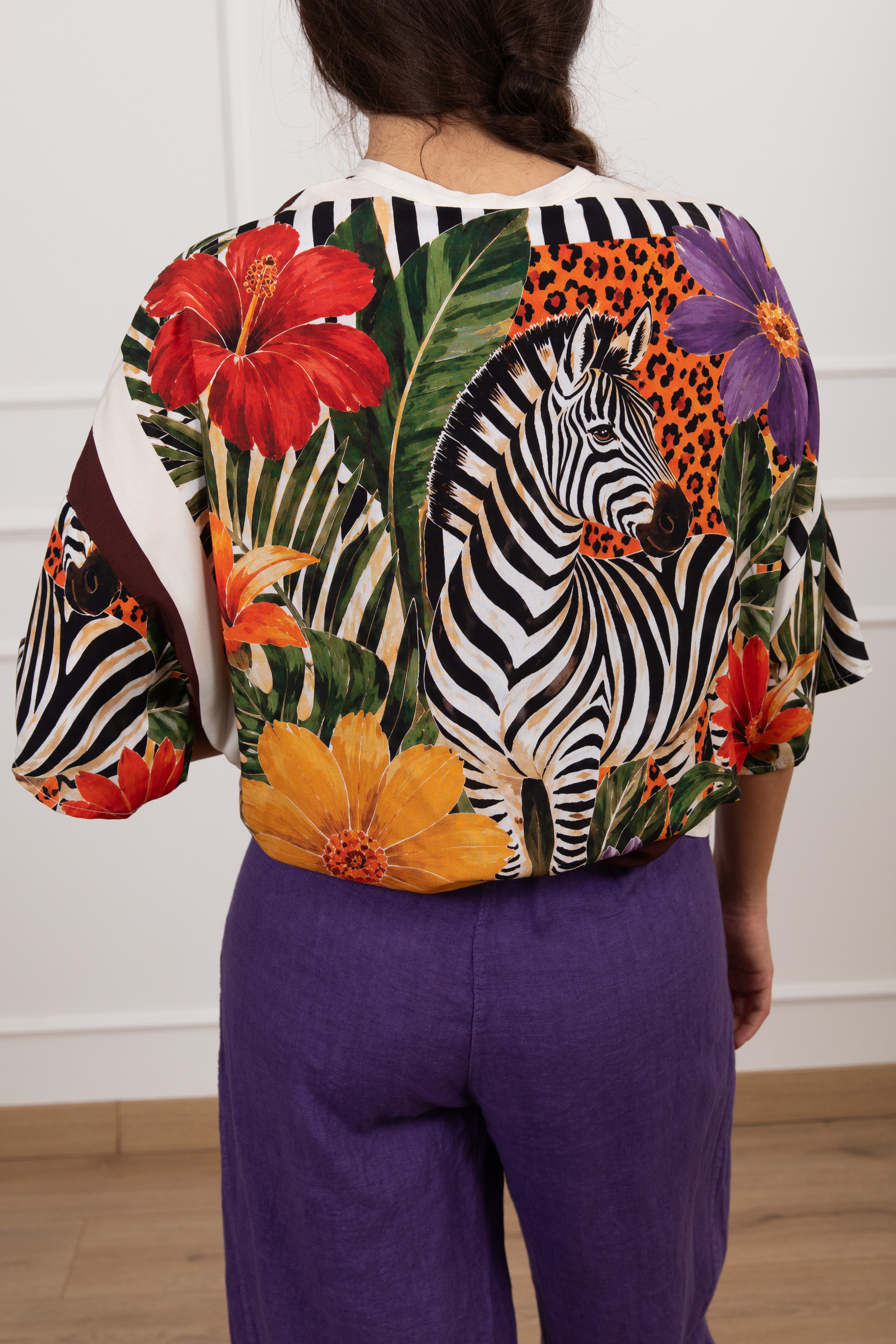 Camicia fantasia zebra con collo alla coreana ViCOLO