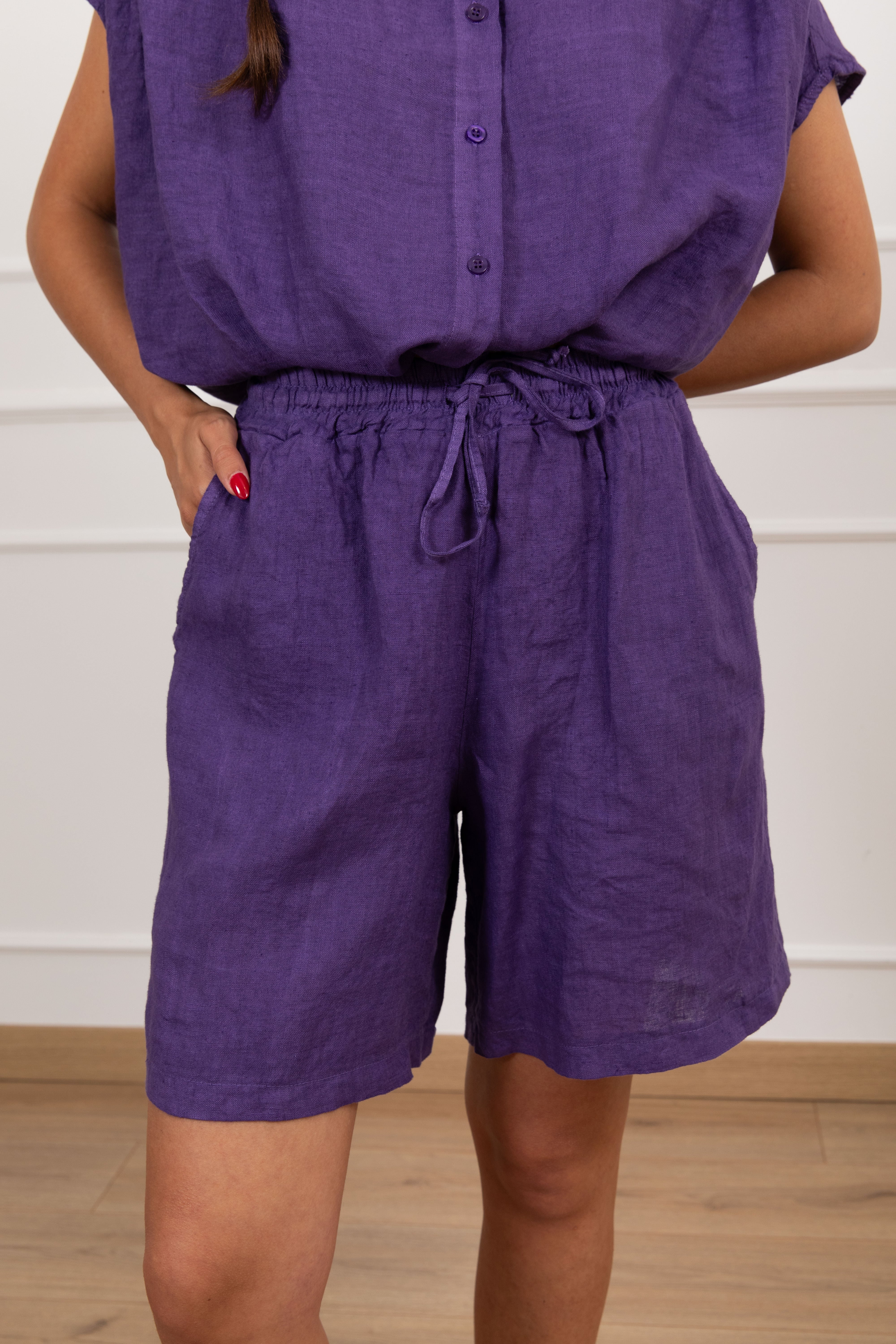 Bermuda 100% lino con elastico e coulisse Susy Mix