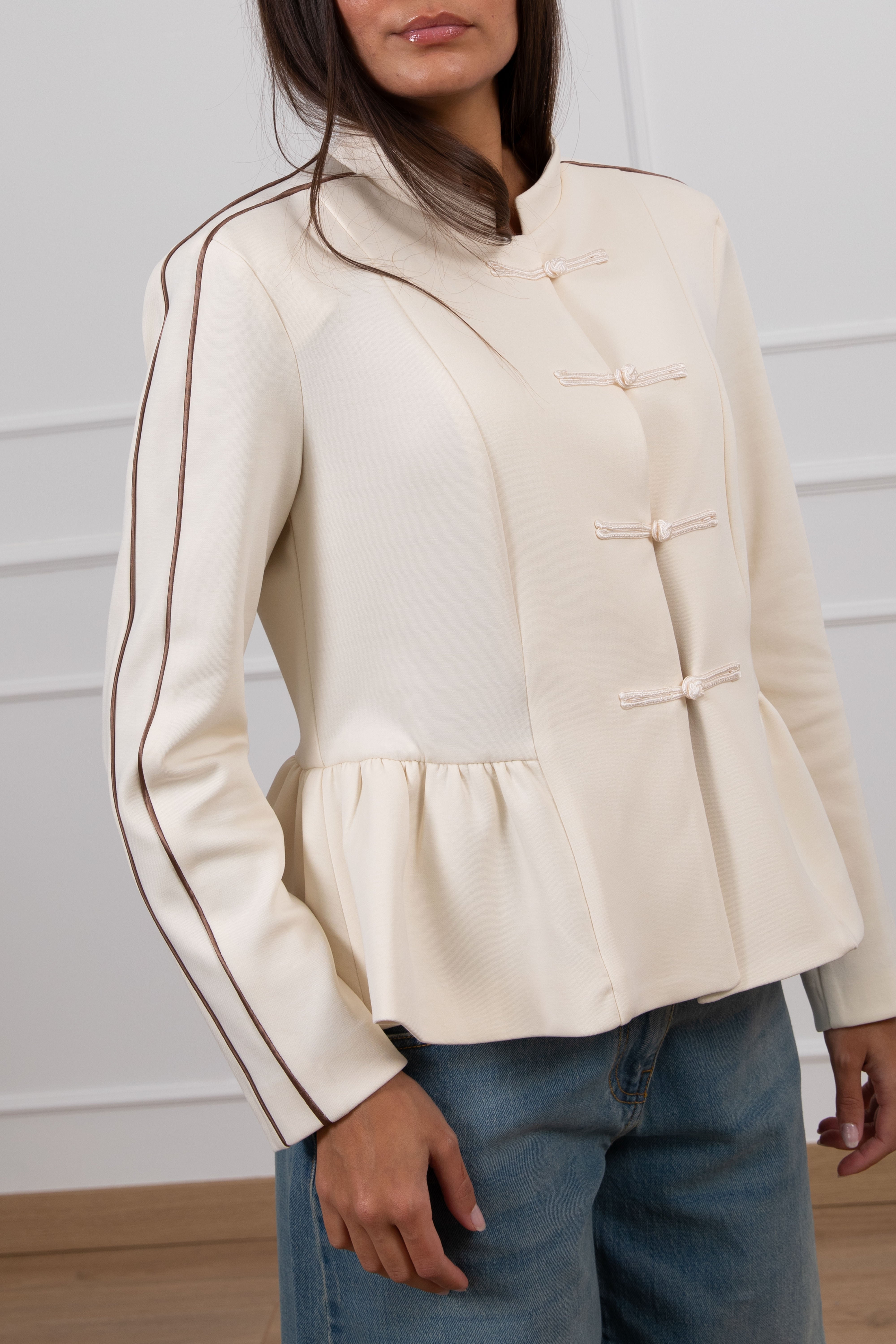 Giacchino felpa in cotone leggero con bande laterali e alamari Tensione IN