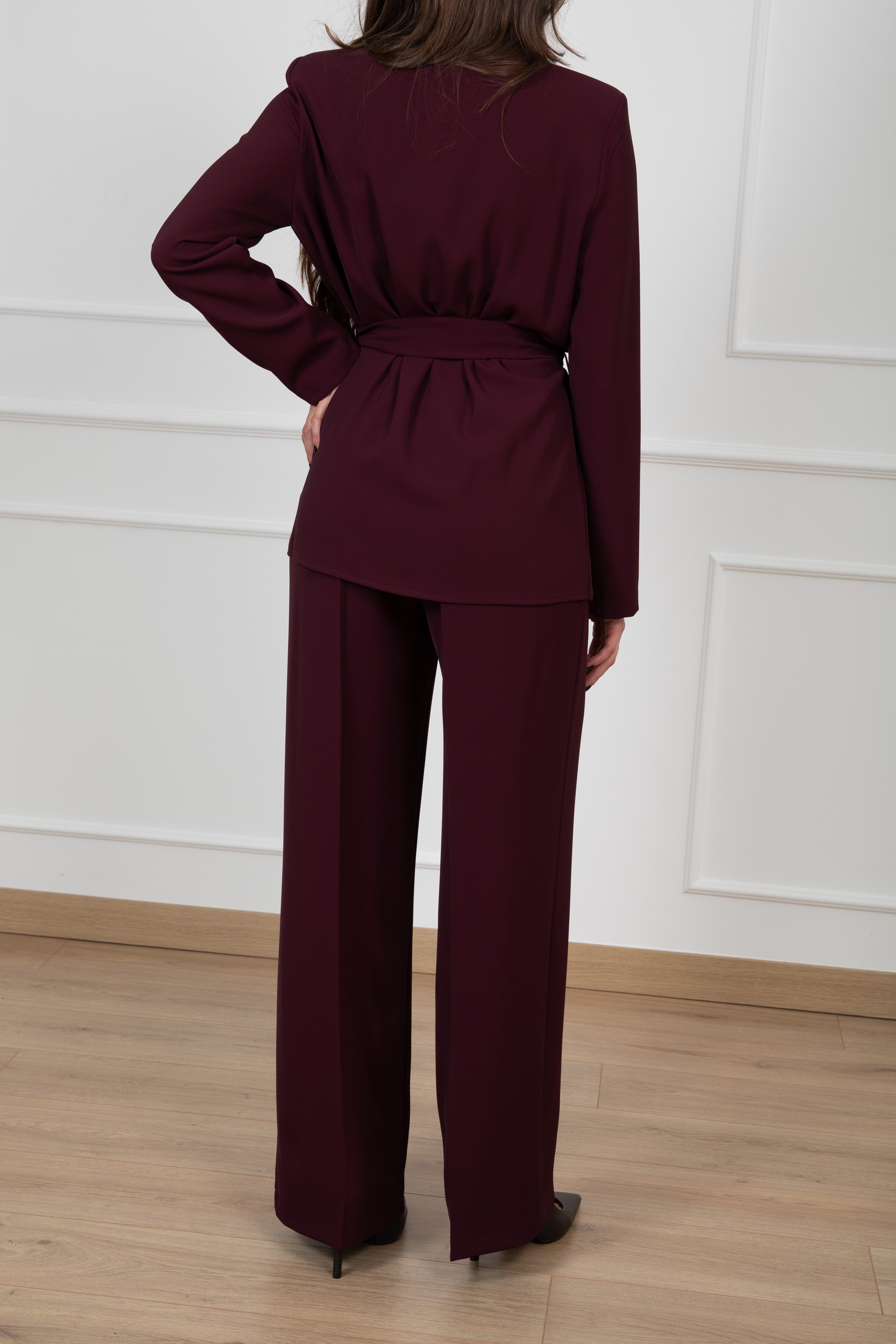 Tailleur fluido con fusciacca e pantalone con elastico Susy Mix