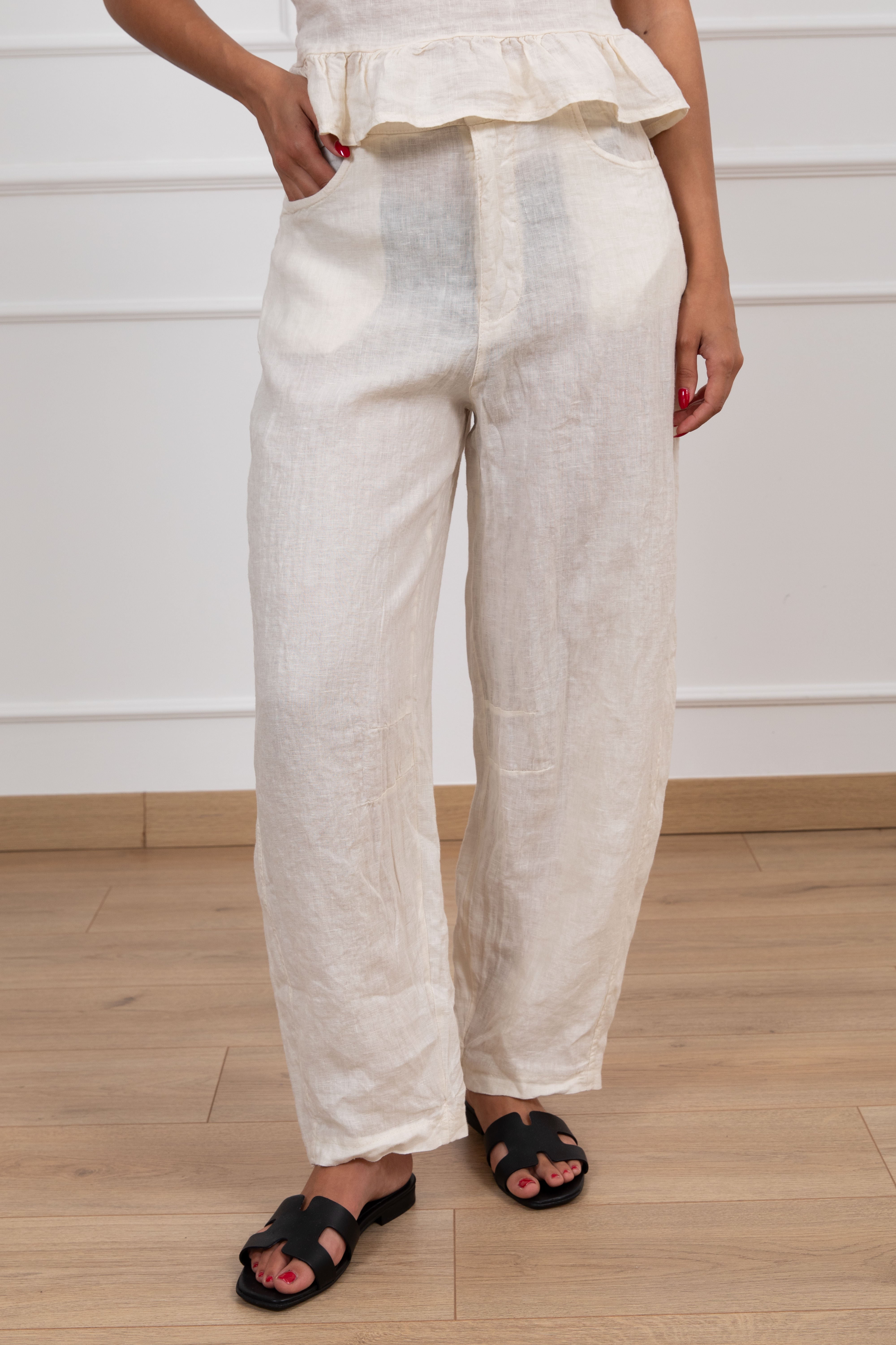Pantalone barrel-fit 100% lino Susy Mix