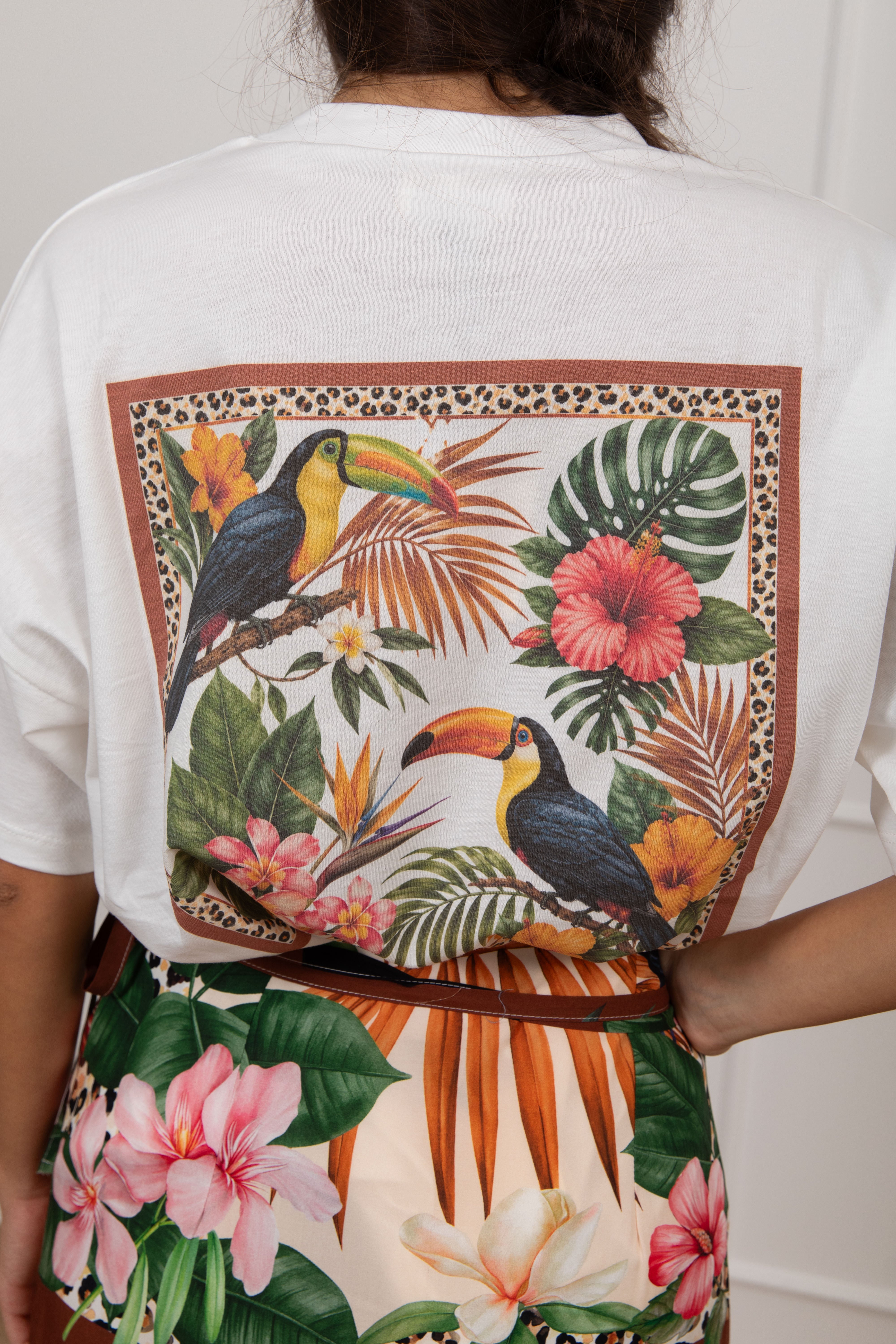 T-shirt stampa tucano sul retro ViCOLO