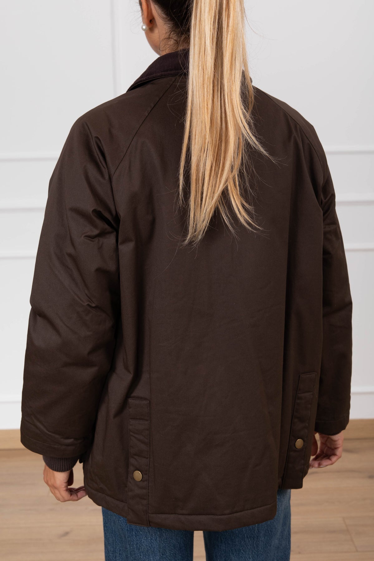 Field jacket regular con colletto in velluto a coste variante moro Tensione IN
