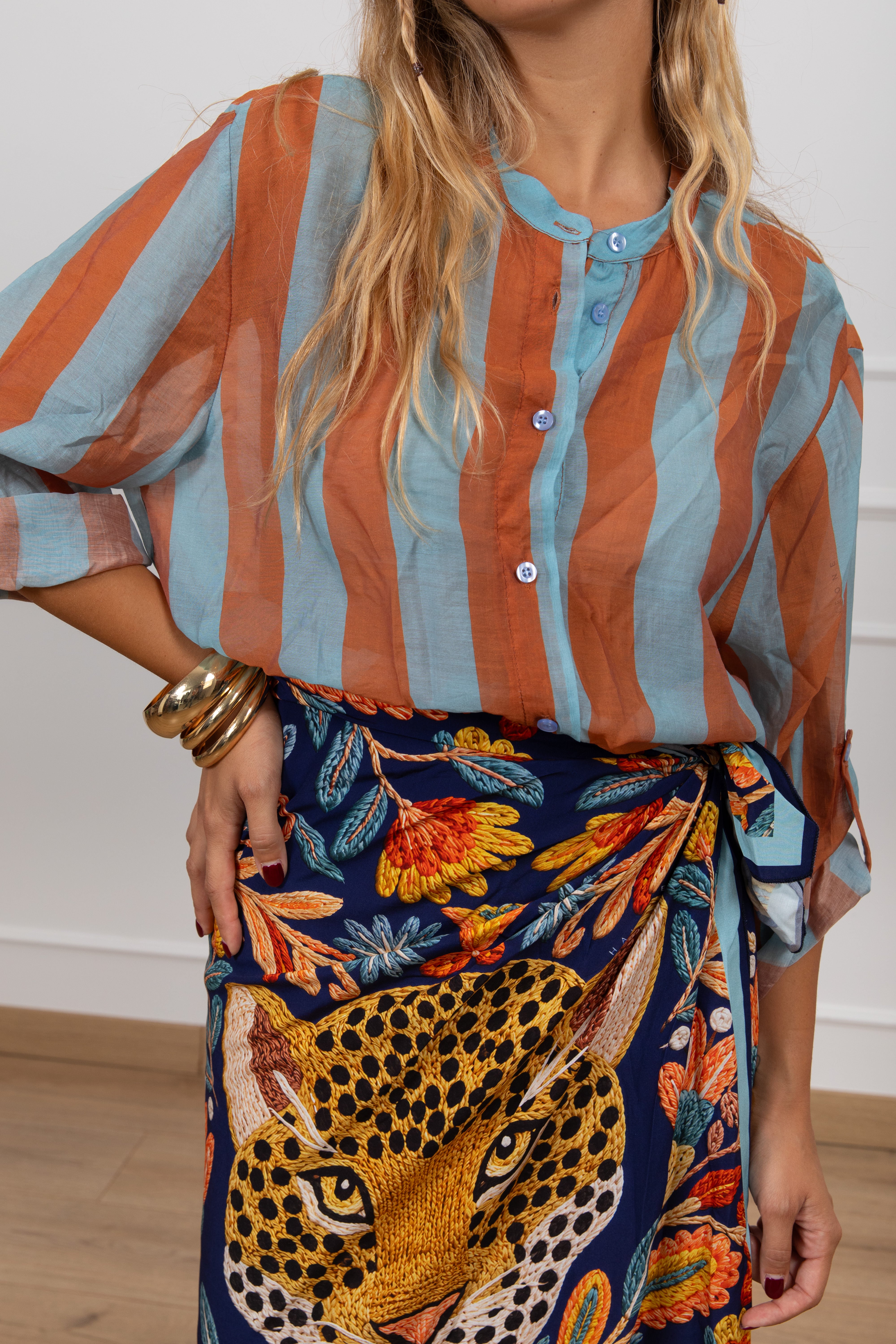 Camicia riga celeste Haveone