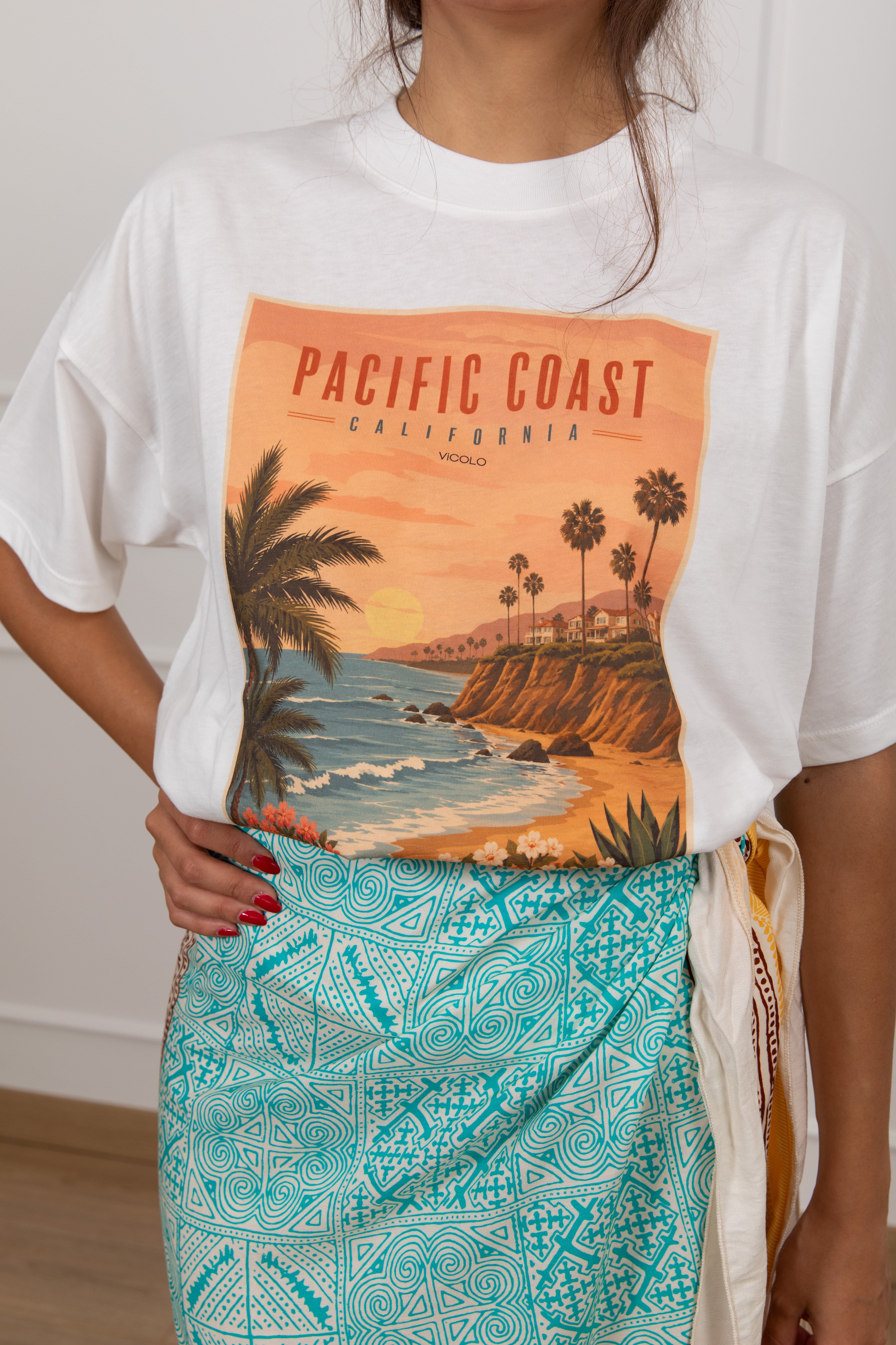 T-shirt stampa California "Pacific Coast" ViCOLO