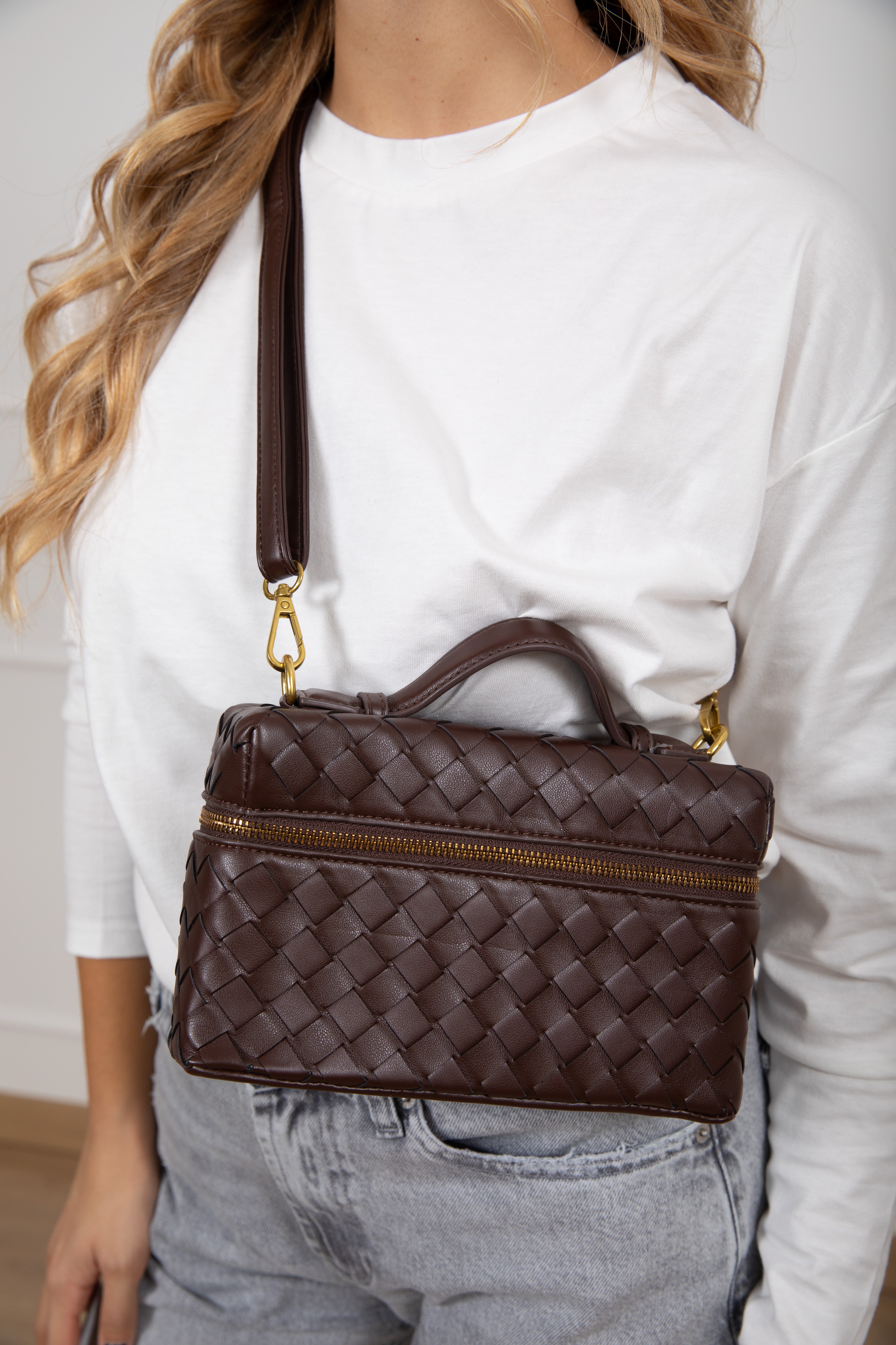 Handbag bauletto con intreccio