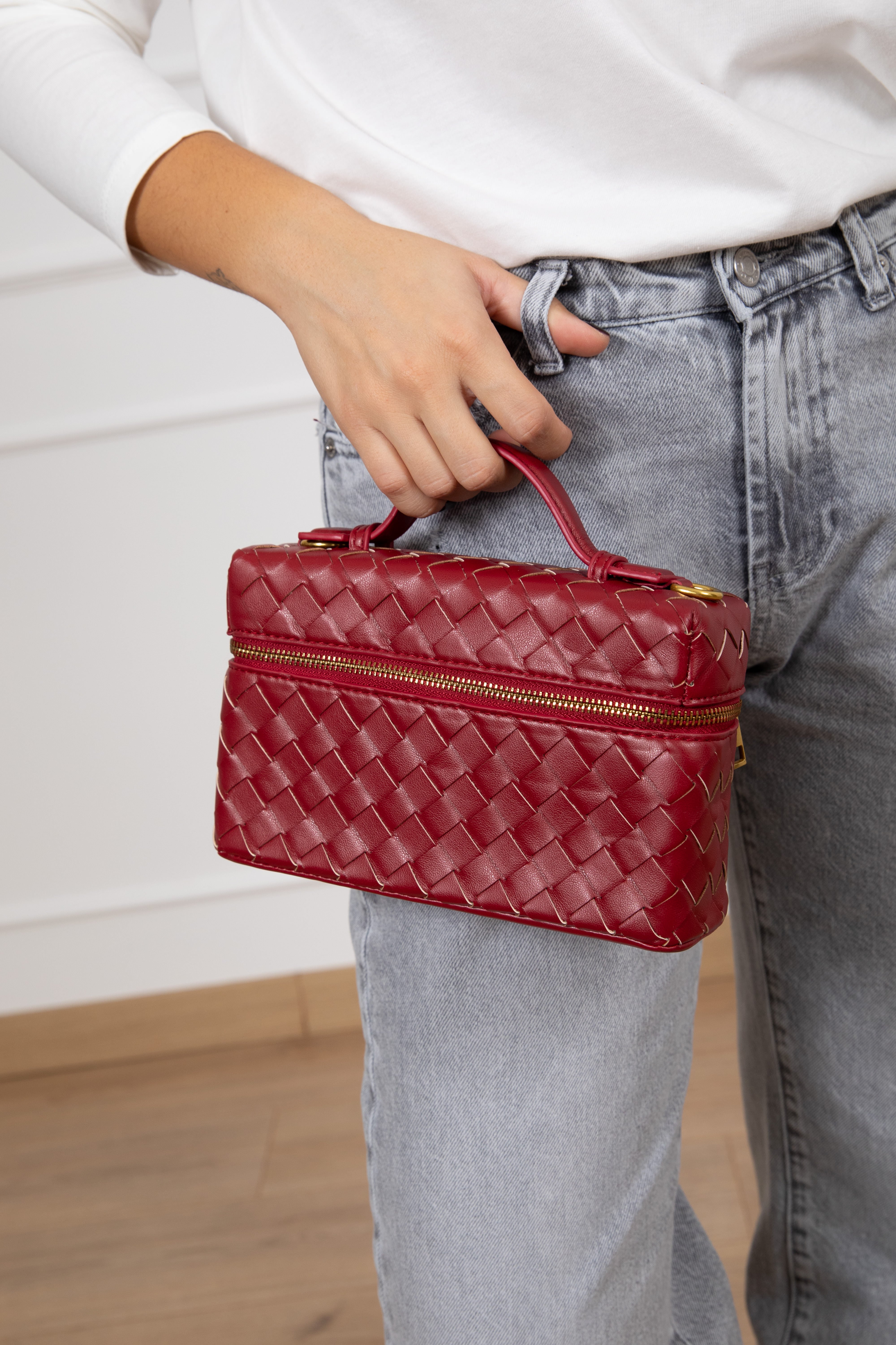 Handbag bauletto con intreccio