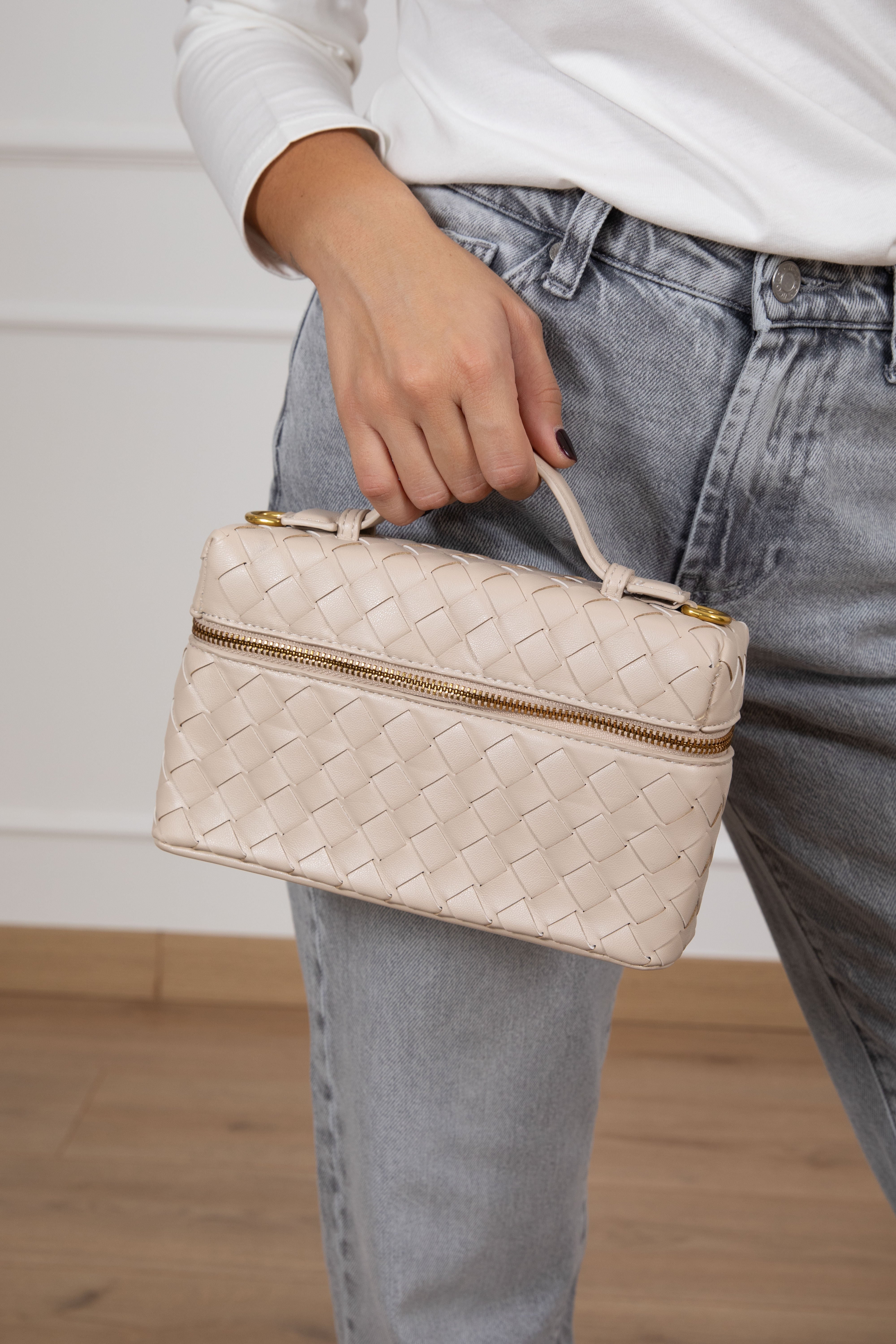 Handbag bauletto con intreccio