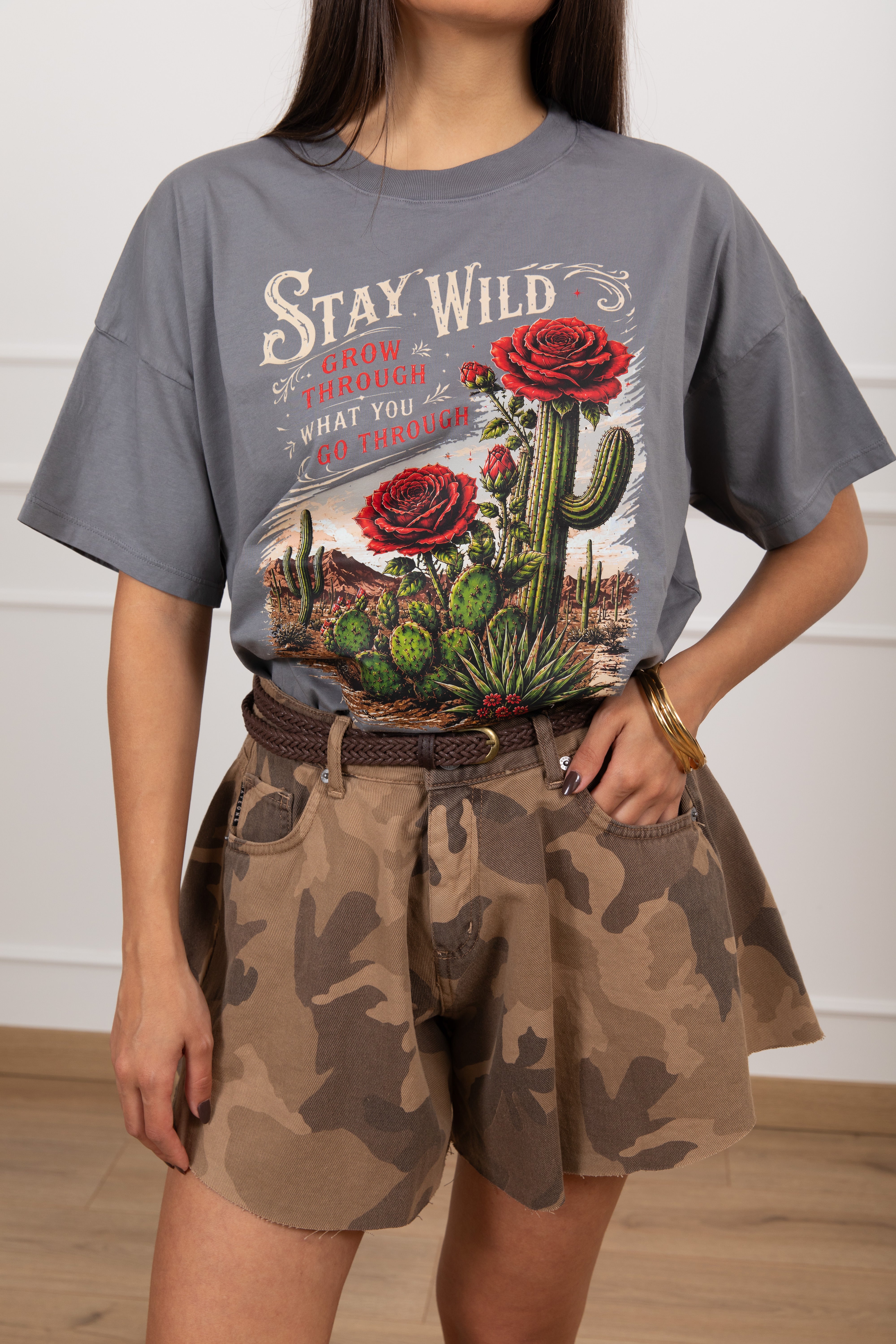 T-shirt stampa rock "Stay wild" ViCOLO