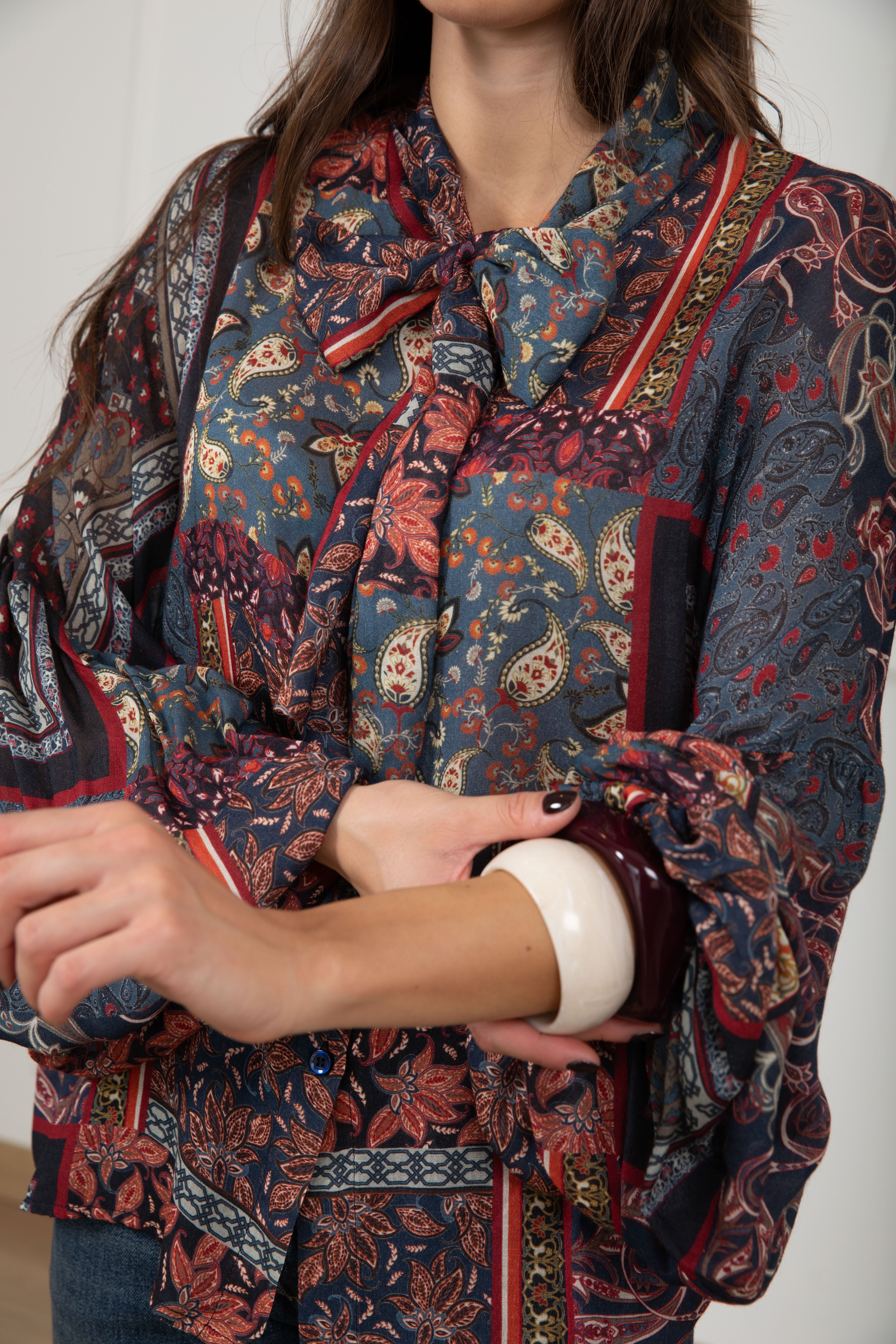 Camicia fantasia persiana con fiocco Susy Mix