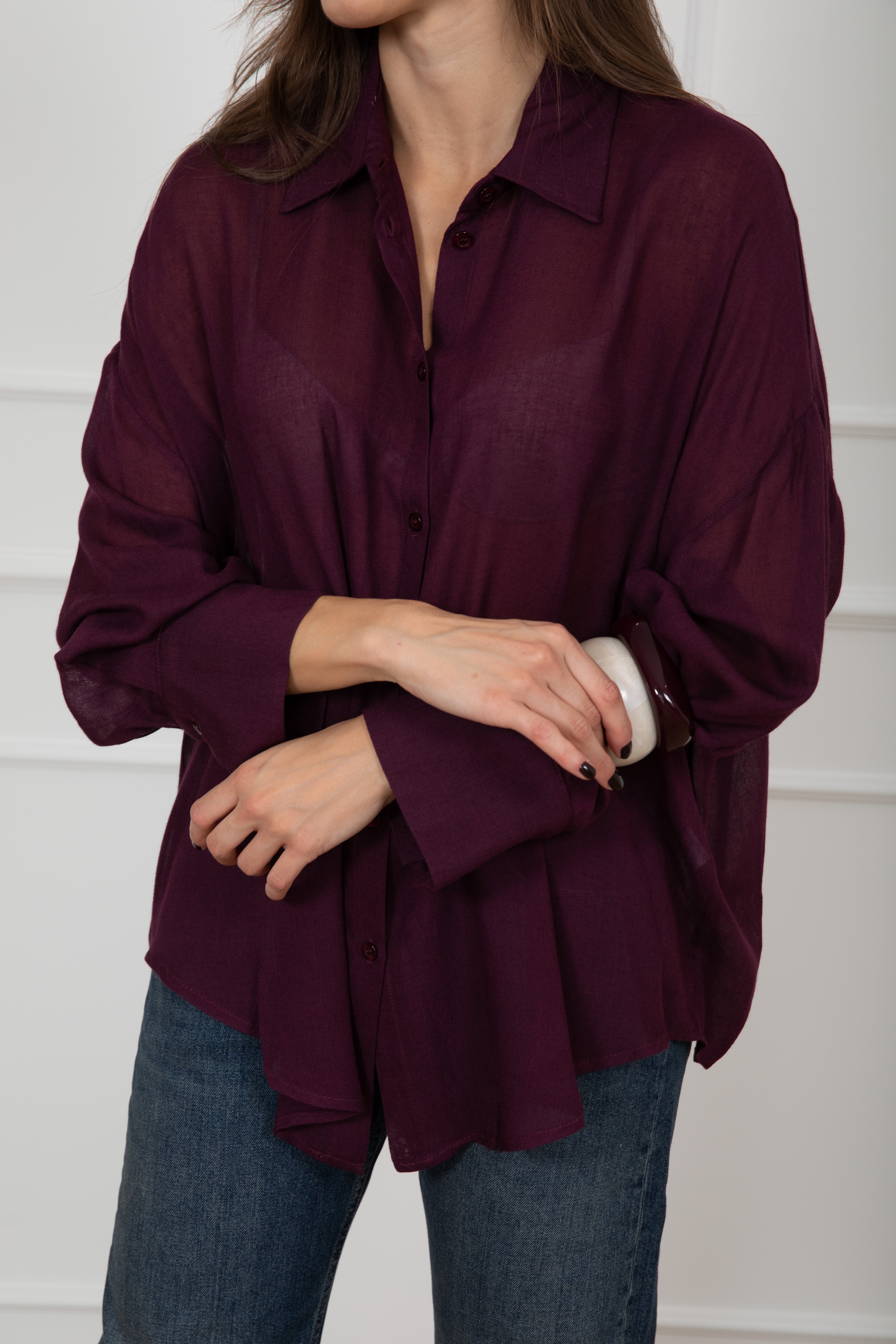 Camicia over-size in viscosa e lana Susy Mix