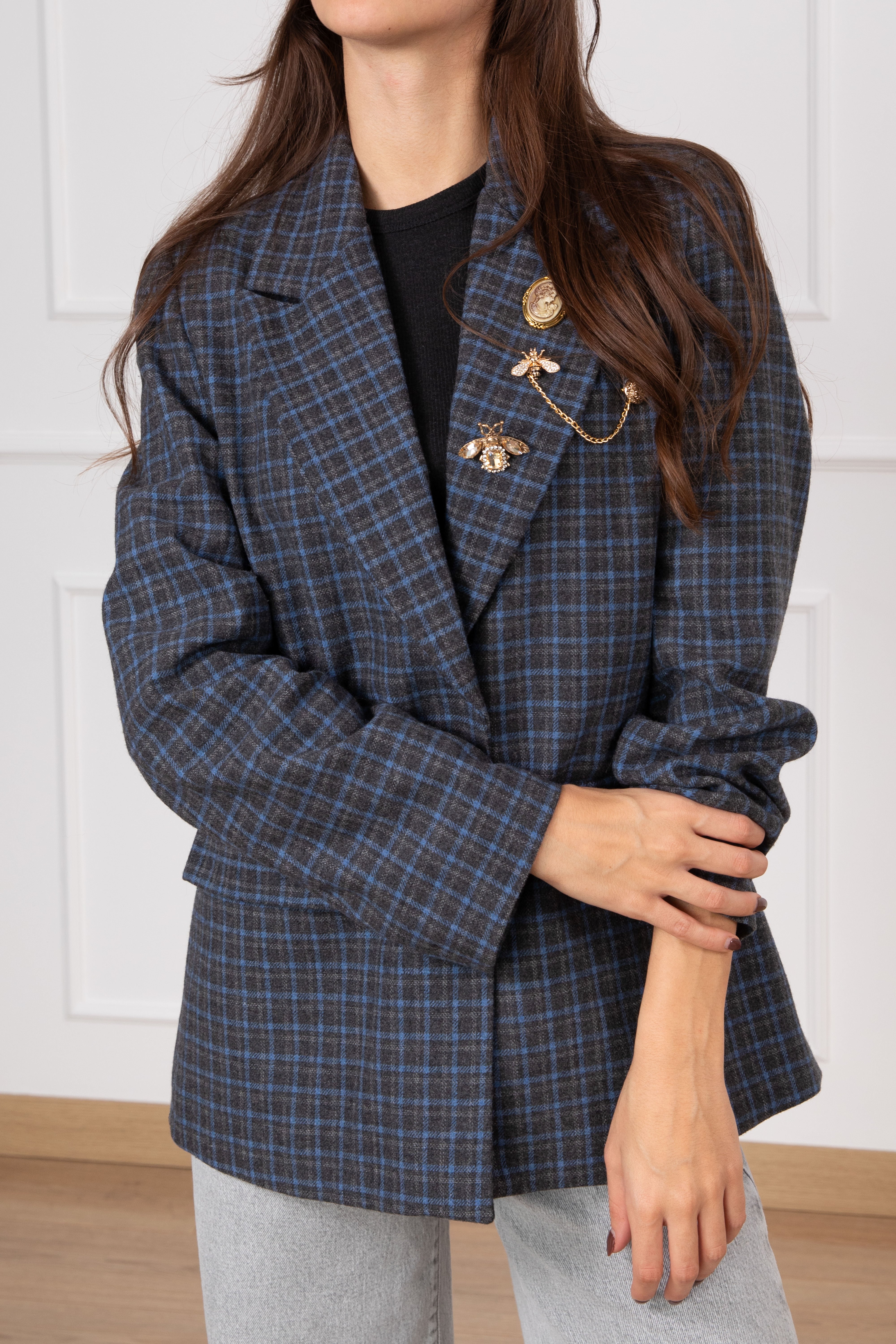 Giacca check con spille ViCOLO