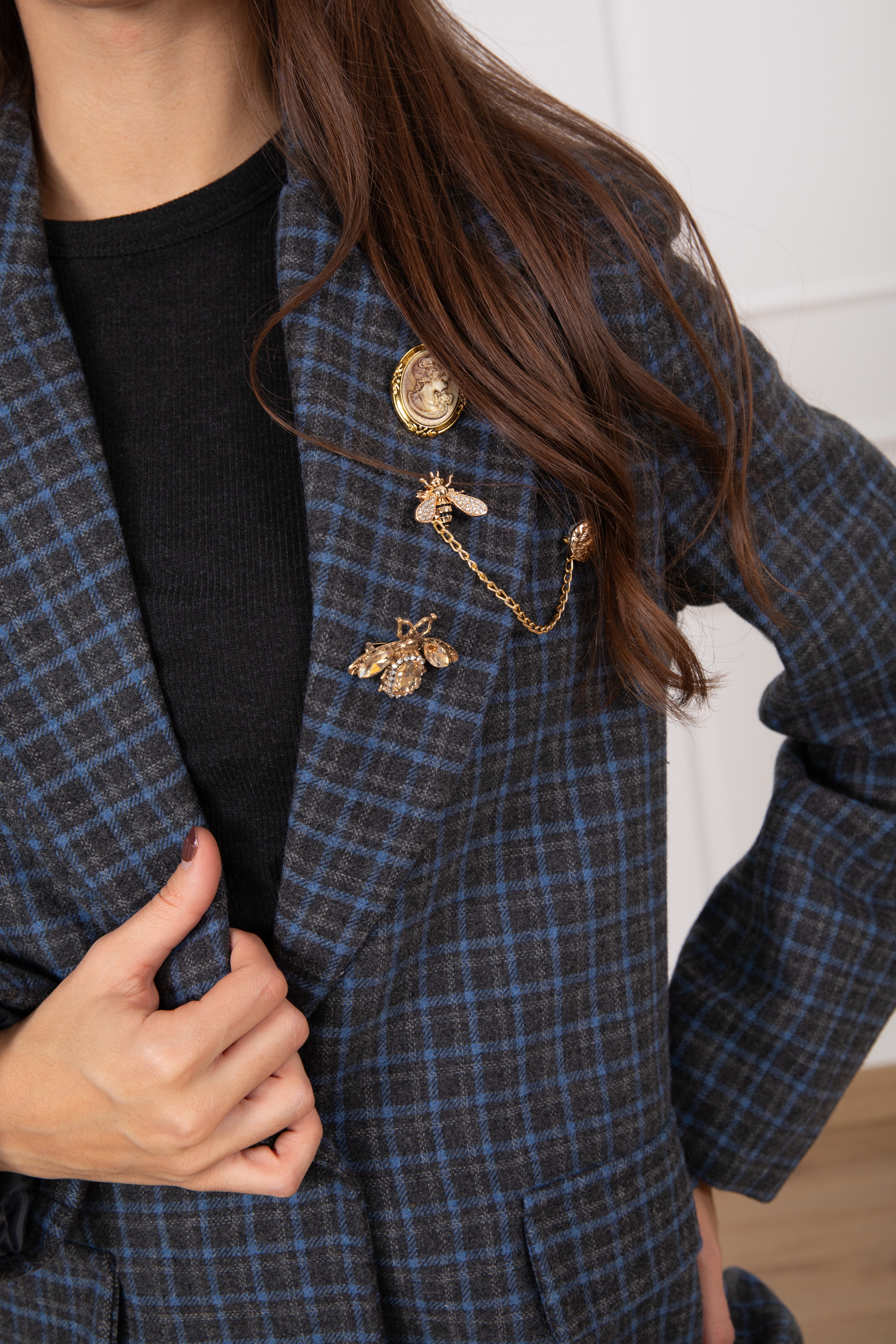 Giacca check con spille ViCOLO