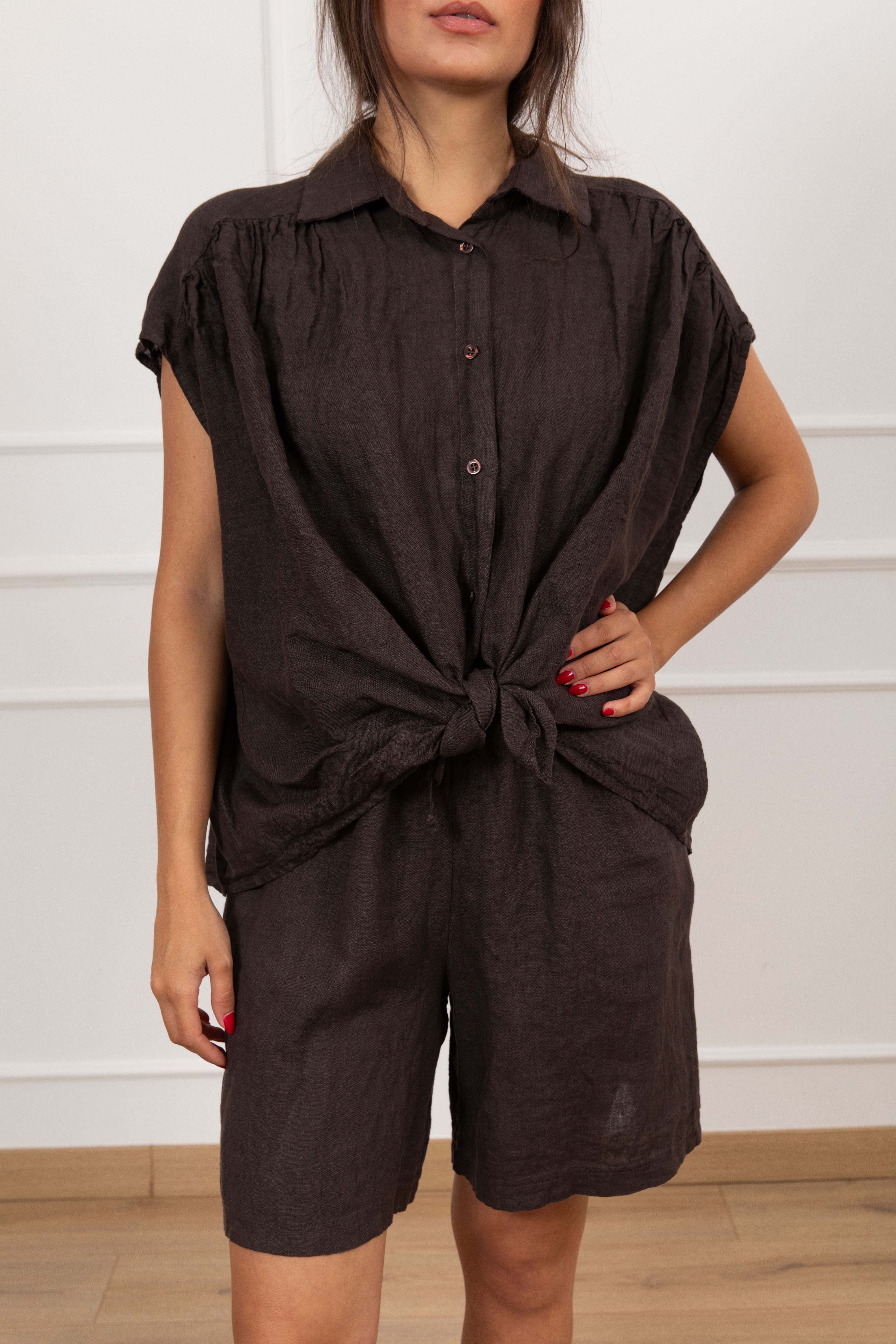 Camicia 100% lino con nodo Susy Mix