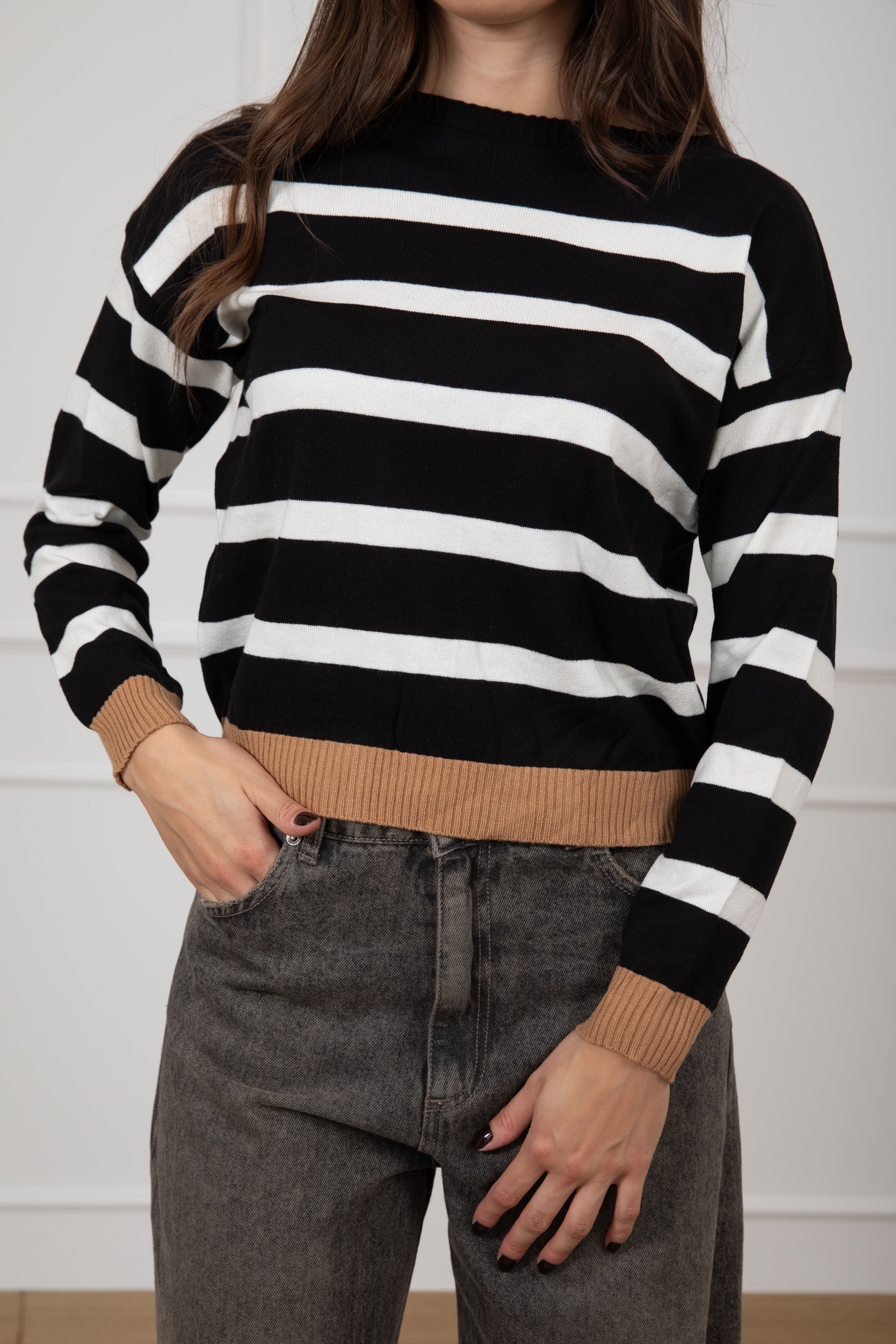 Maglia a righe con bordo a contrasto Susy Mix