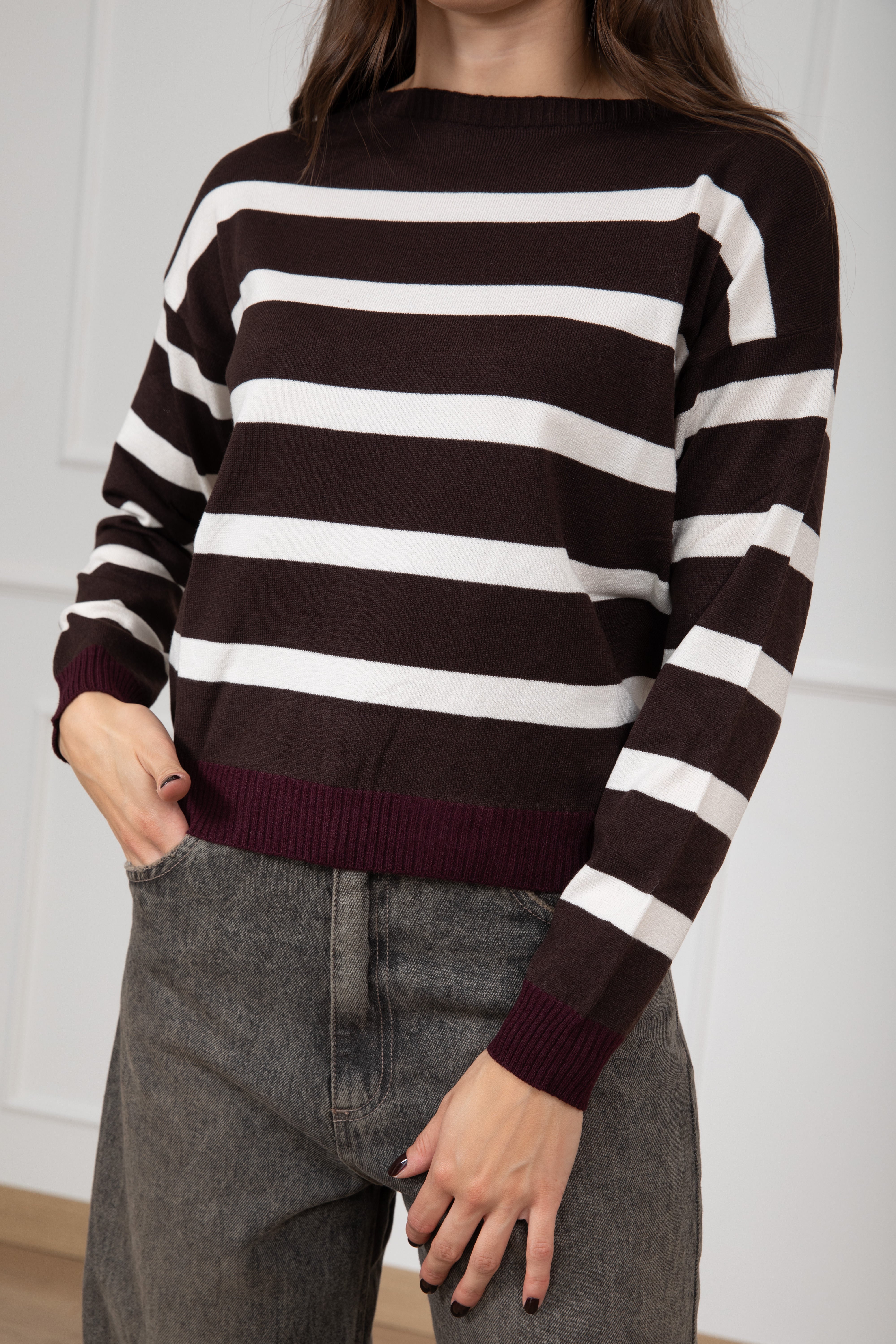 Maglia a righe con bordo a contrasto Susy Mix