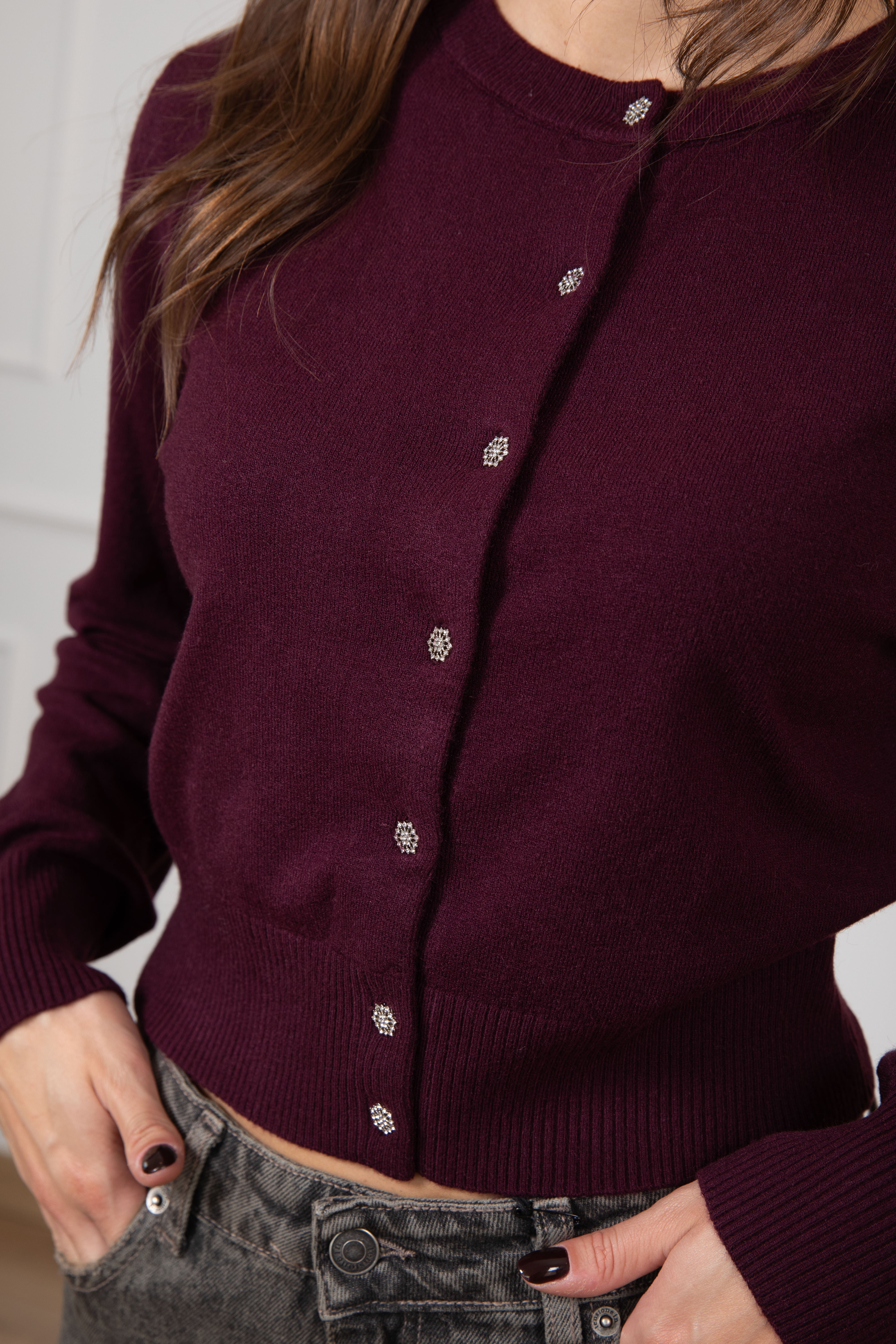 Cardigan con bottoni gioiello Susy Mix