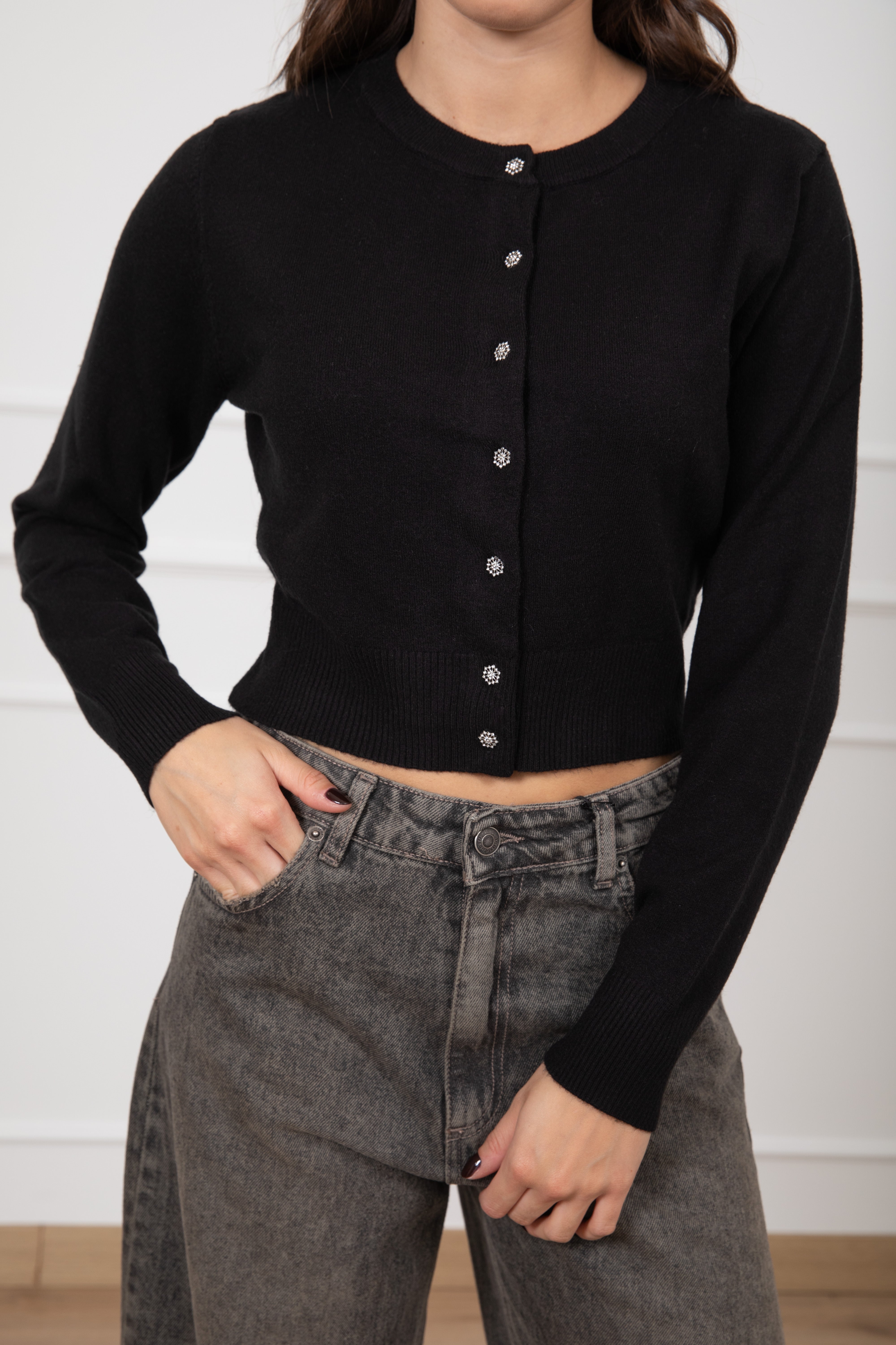 Cardigan con bottoni gioiello Susy Mix