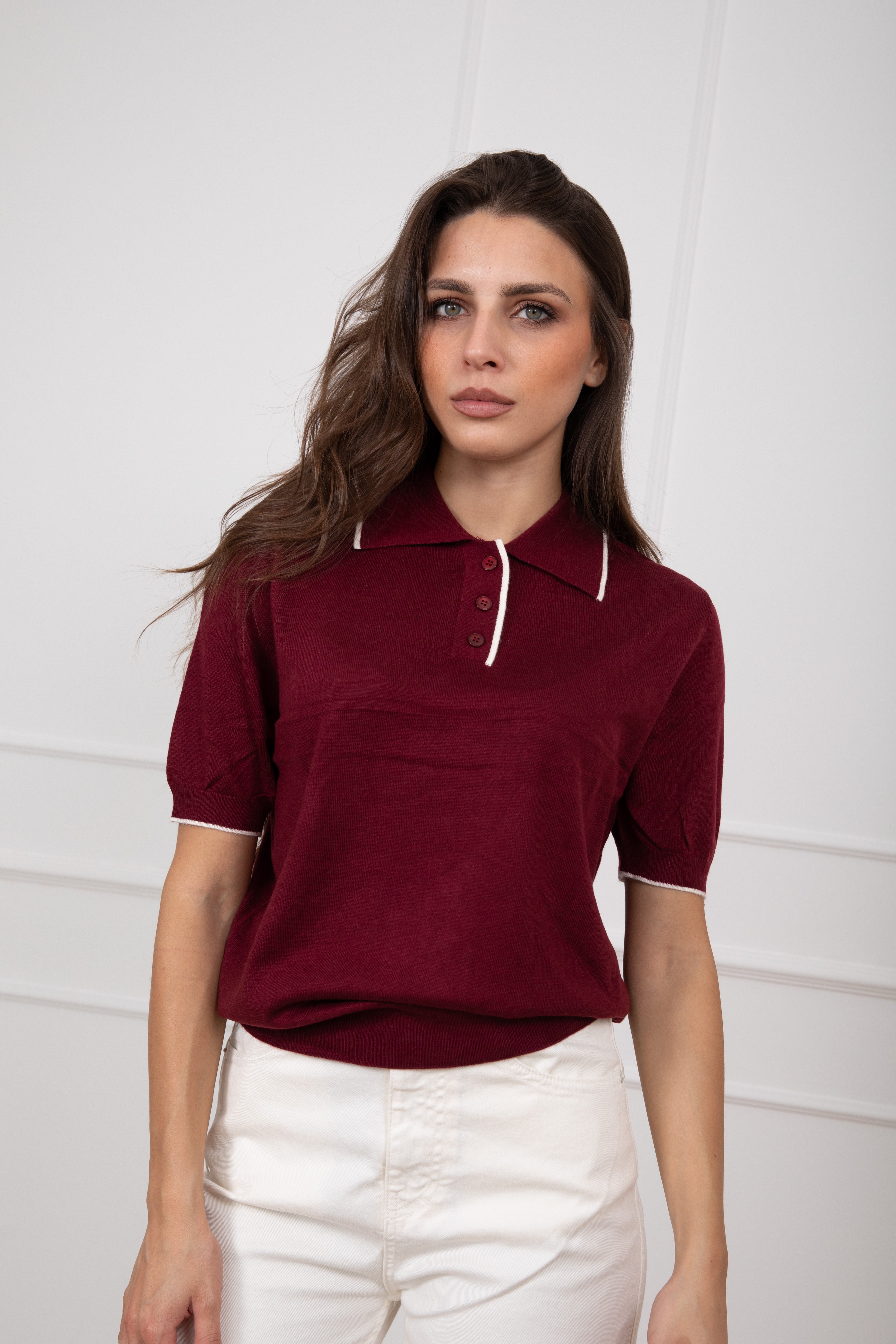 Polo manica corta con bordi a contrasto Susy Mix