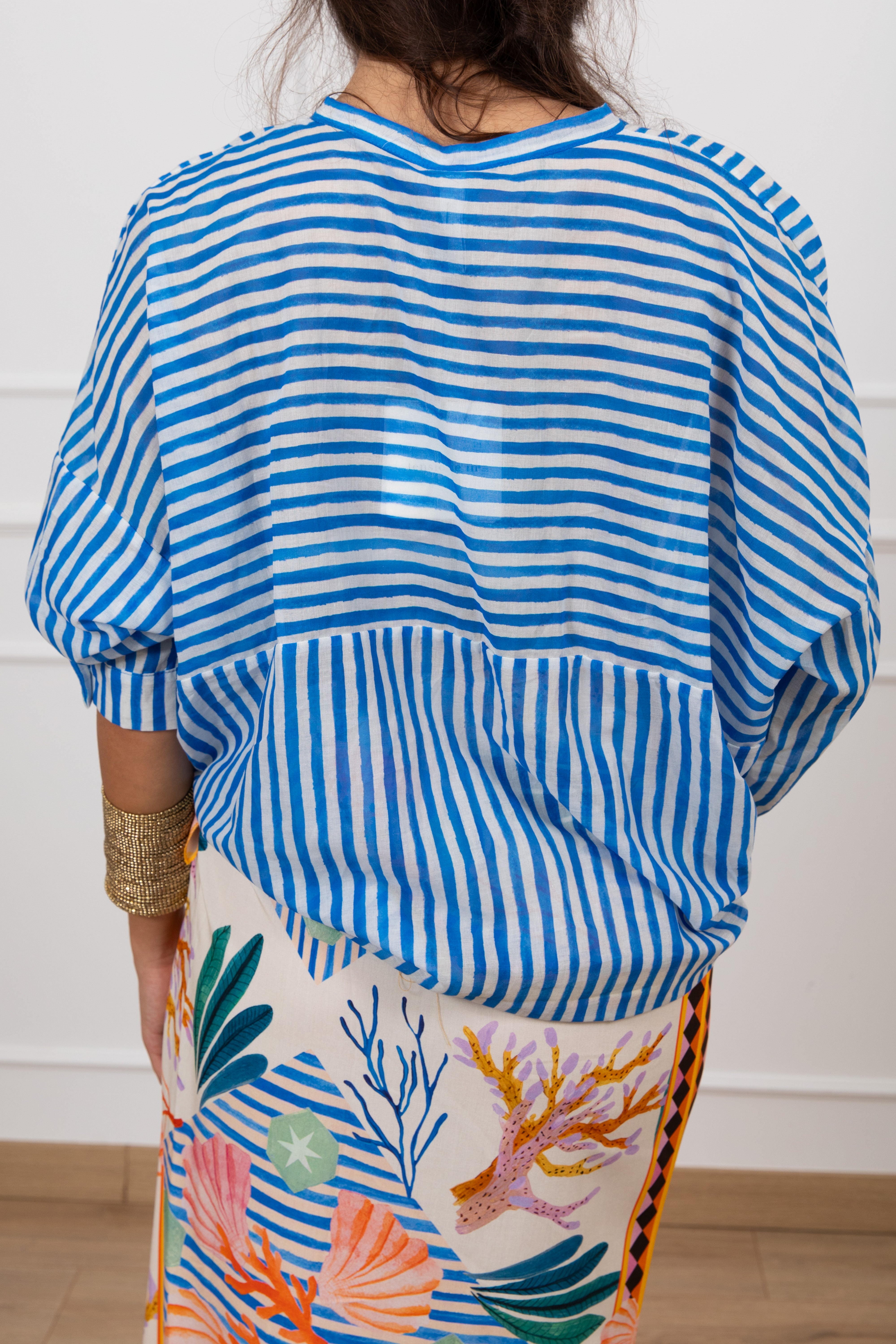 Camicia bacchettata con inserto corallo Tensione IN