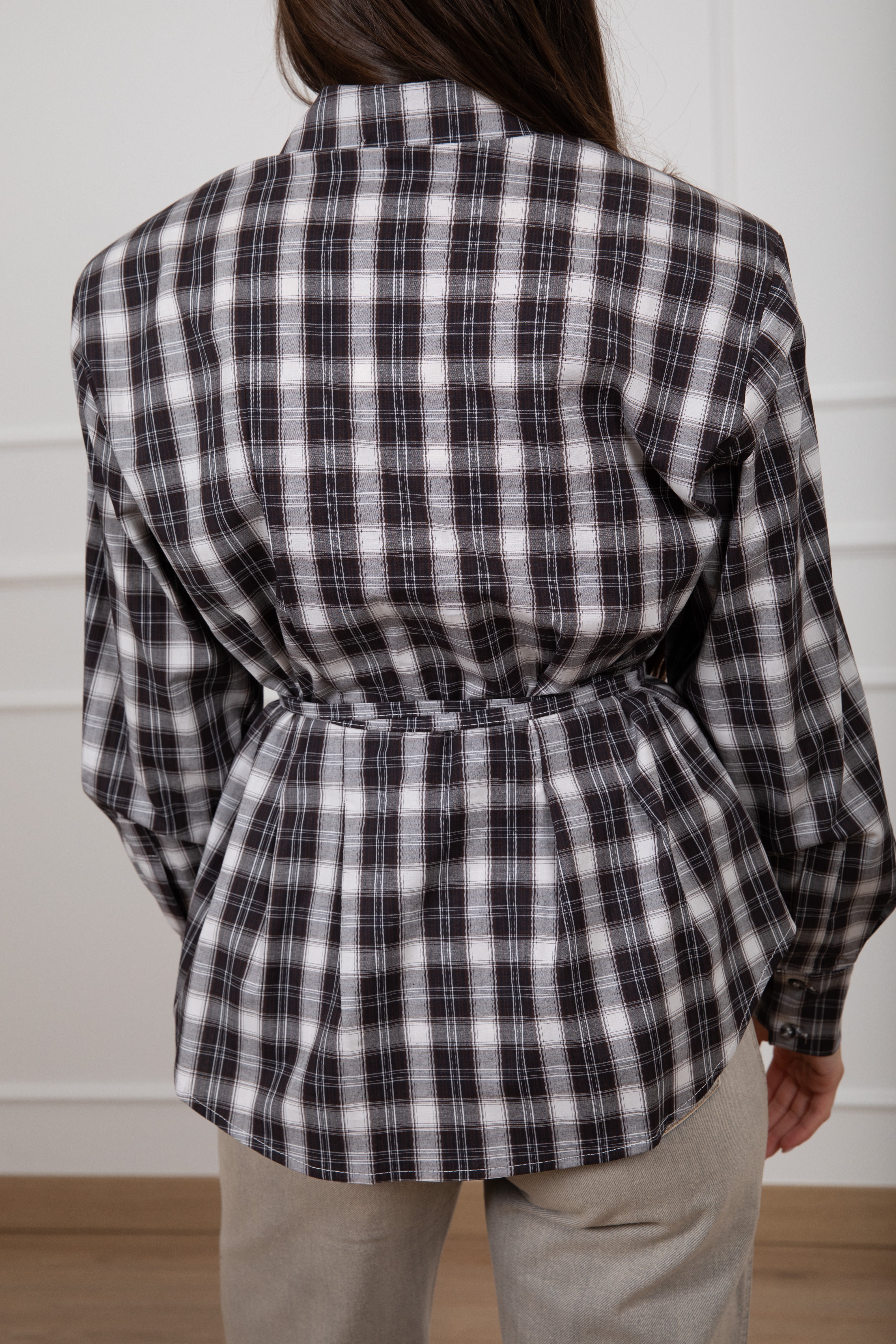 Camicia check con spallina imbottita e laccio ViCOLO