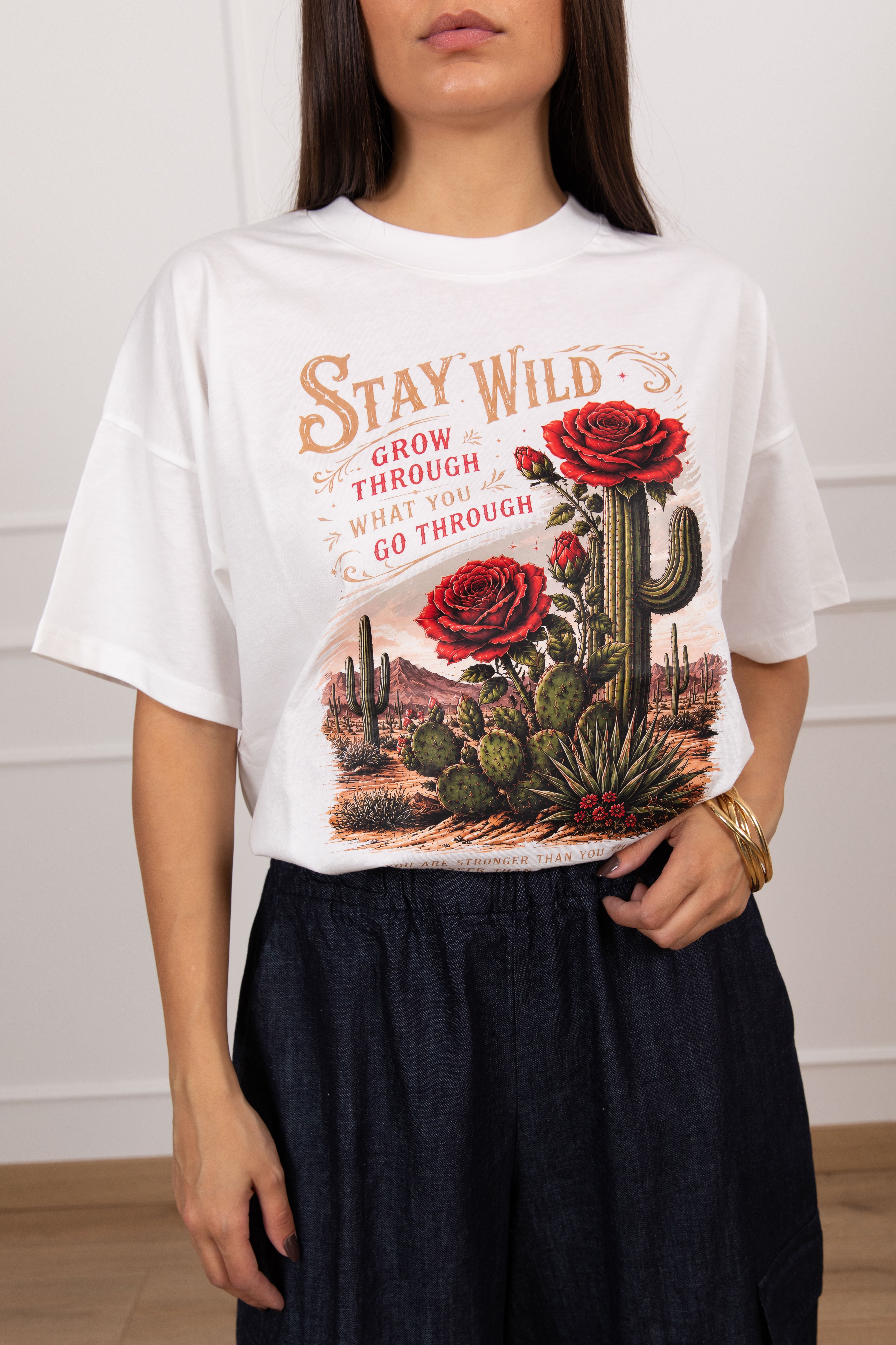 T-shirt stampa rock "Stay wild" ViCOLO