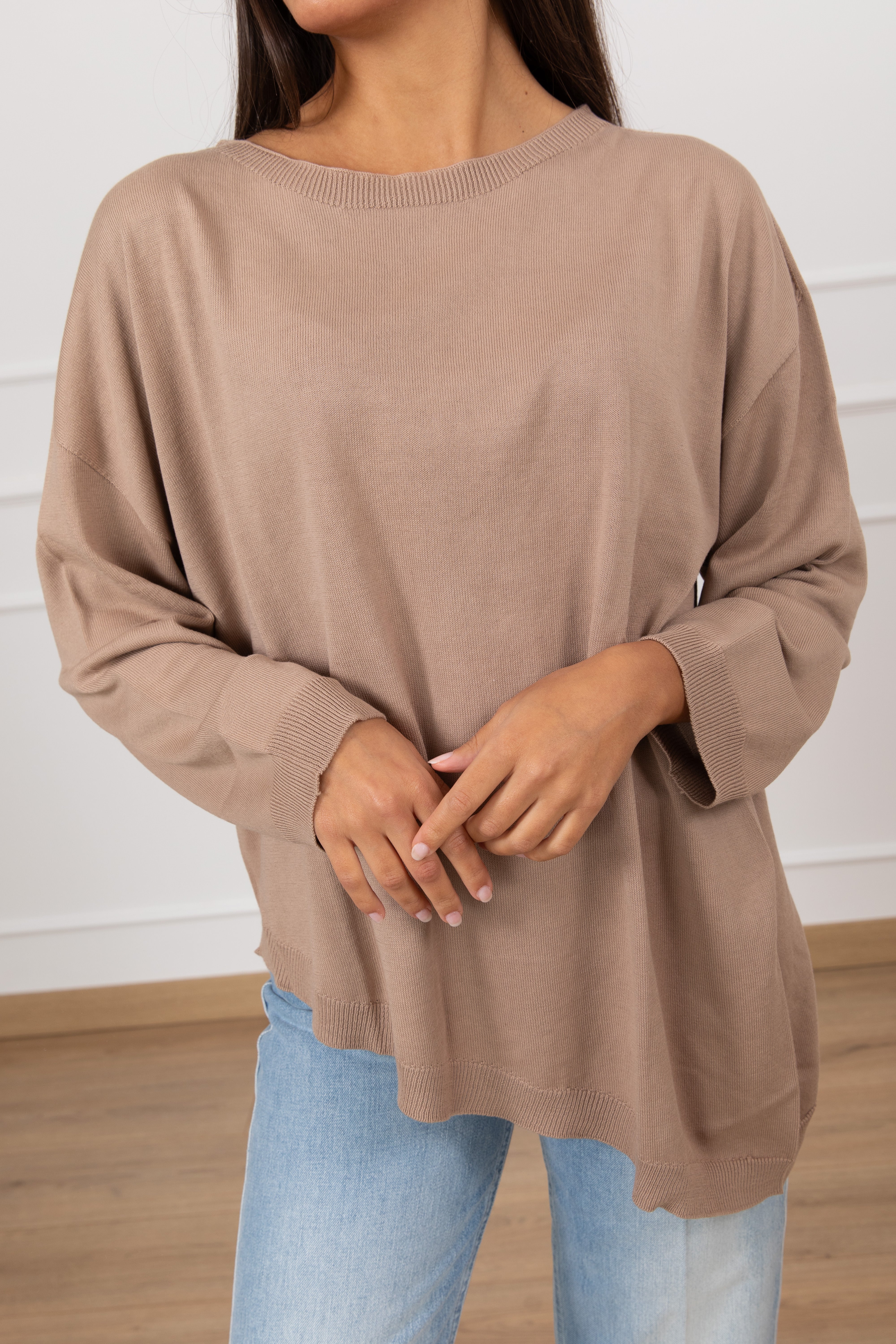 Maglia in cotone con fondo asimmetrico Susy Mix