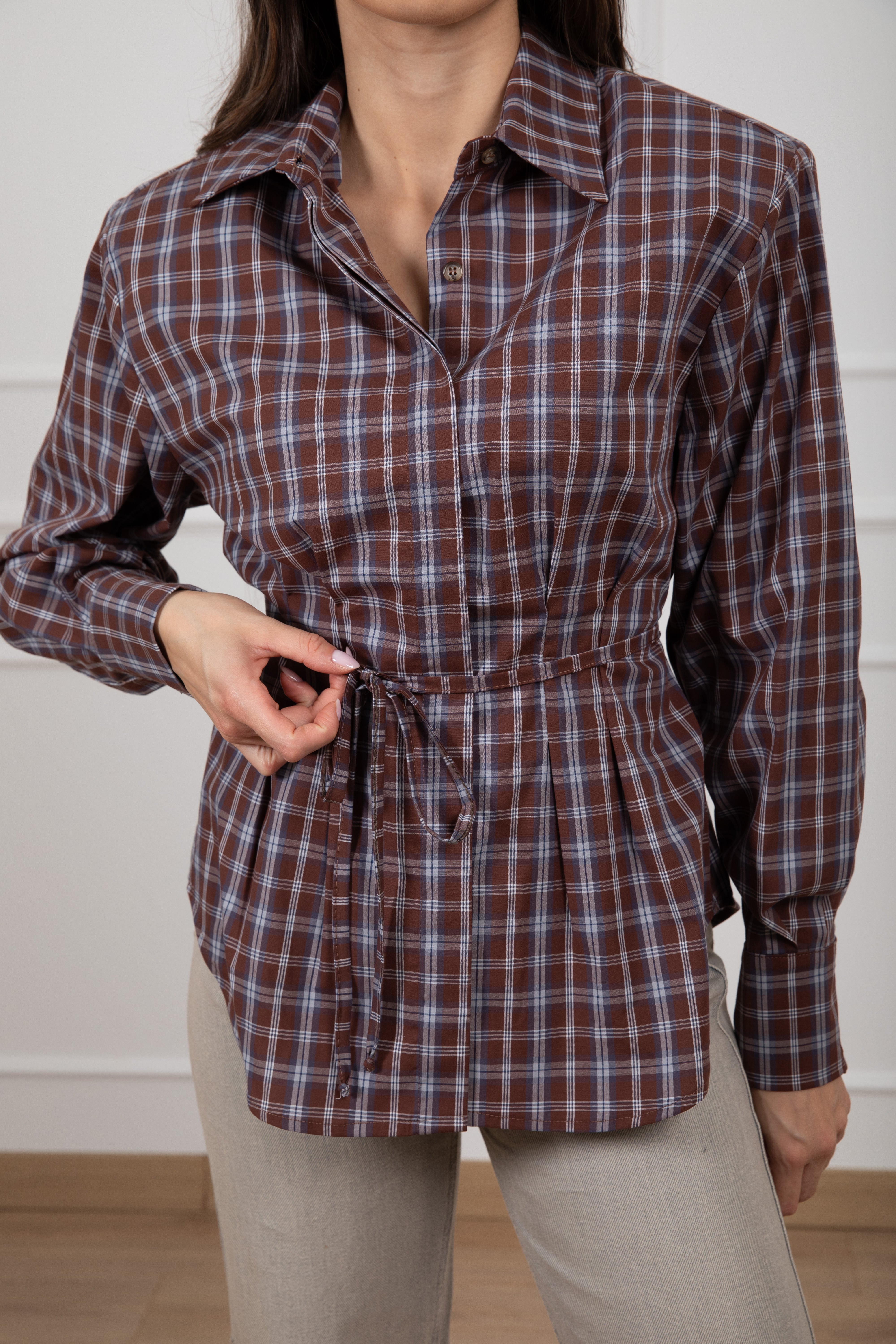 Camicia check con spallina imbottita e laccio ViCOLO