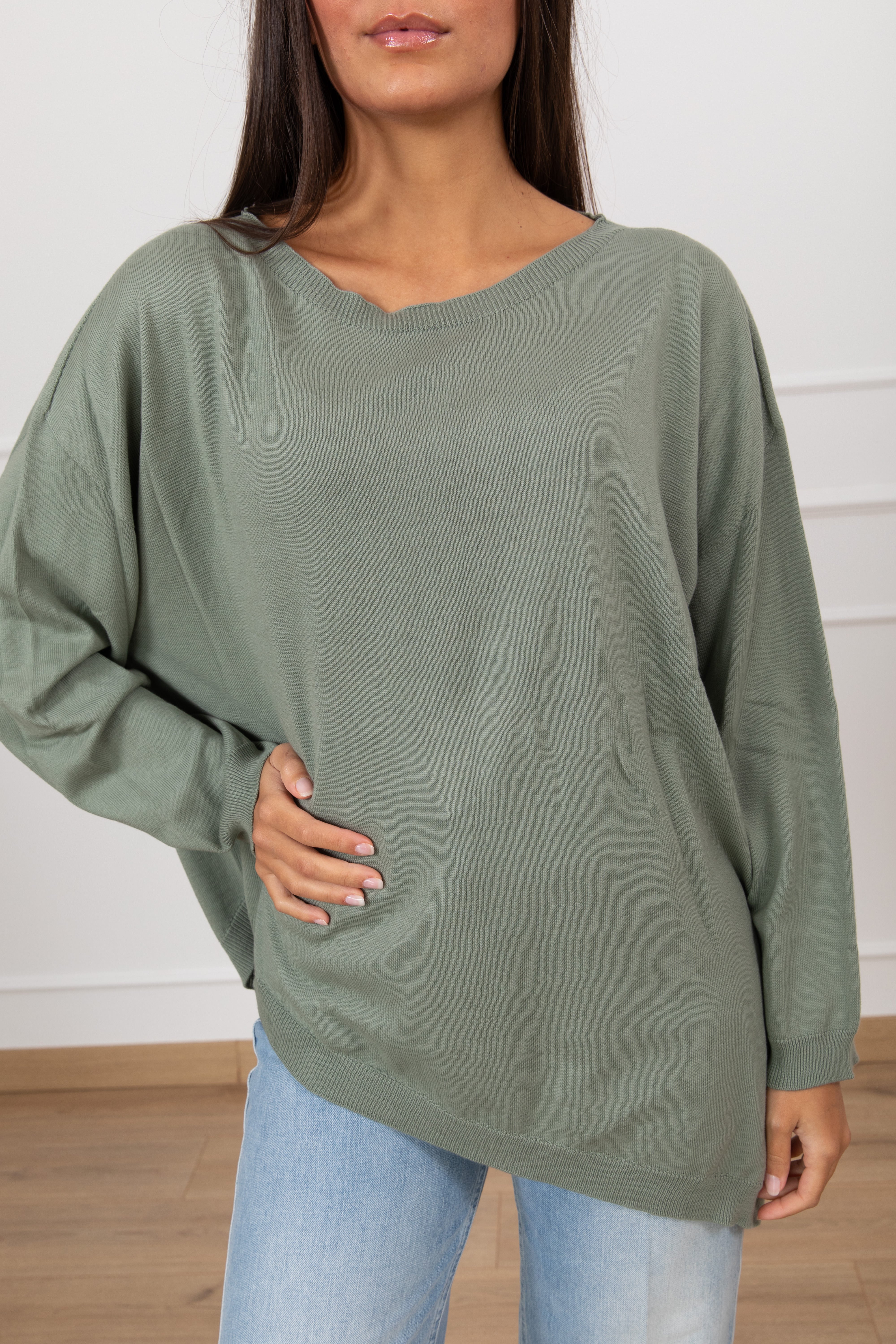 Maglia in cotone con fondo asimmetrico Susy Mix