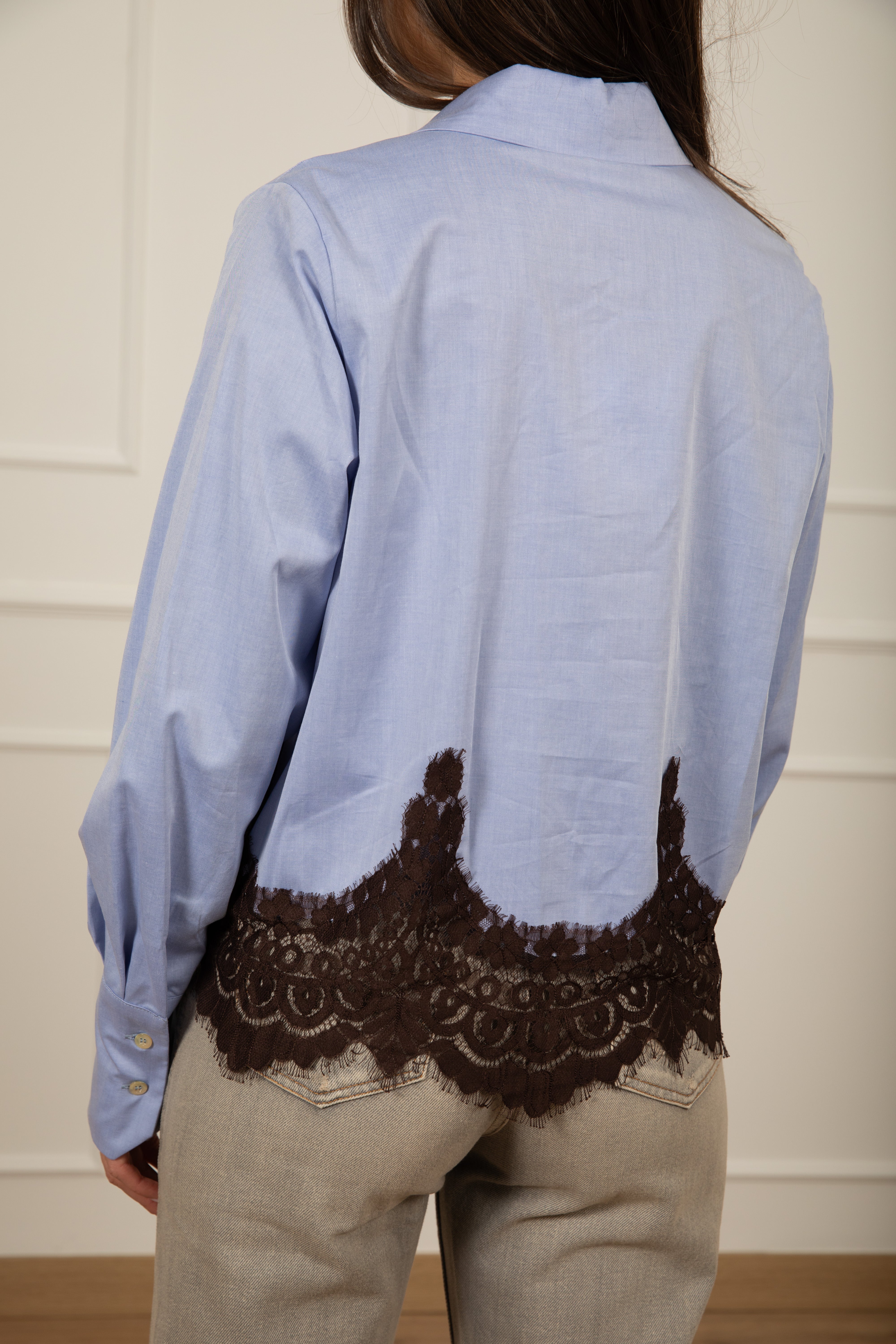 Camicia oxford con fondo in pizzo Tensione IN