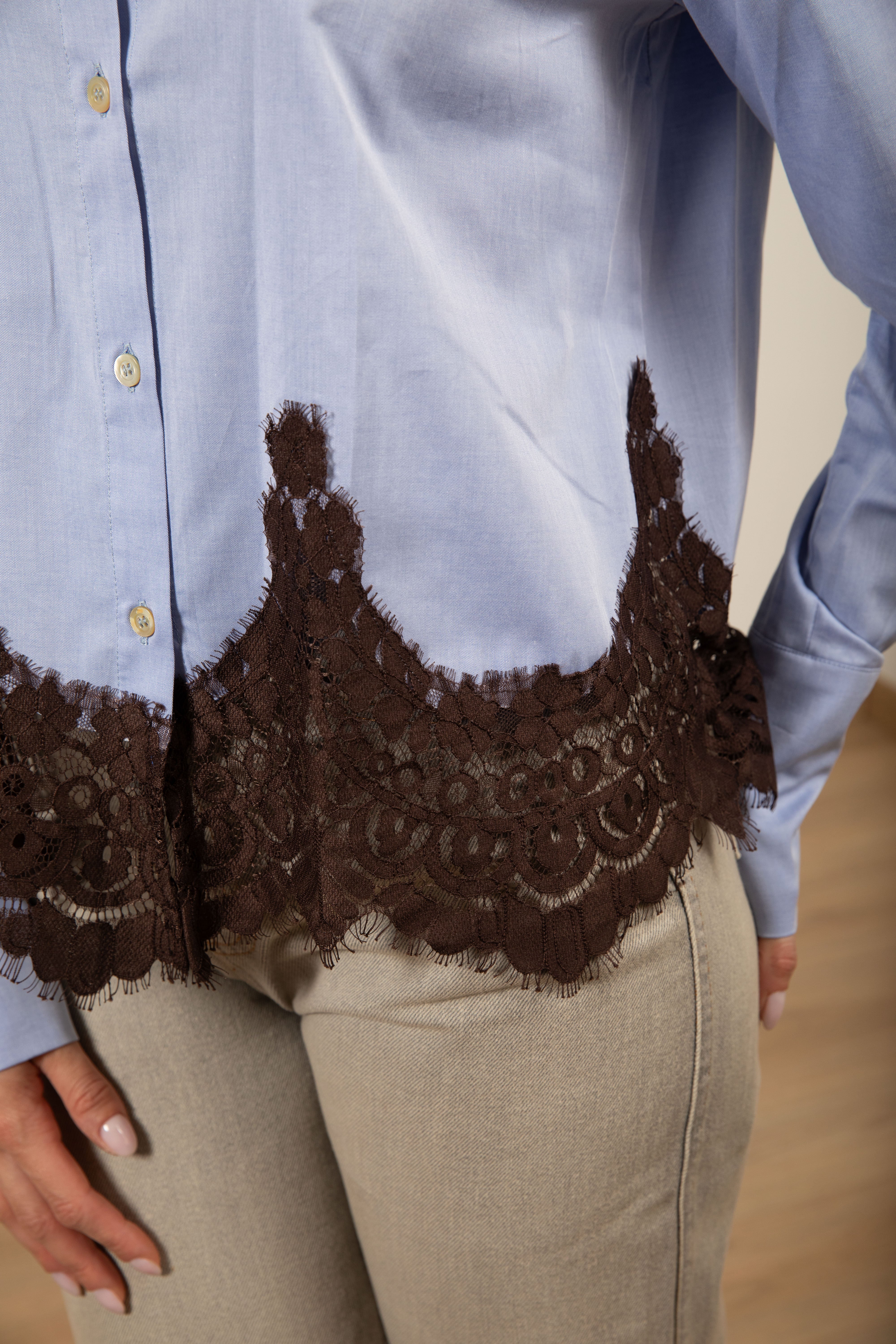 Camicia oxford con fondo in pizzo Tensione IN