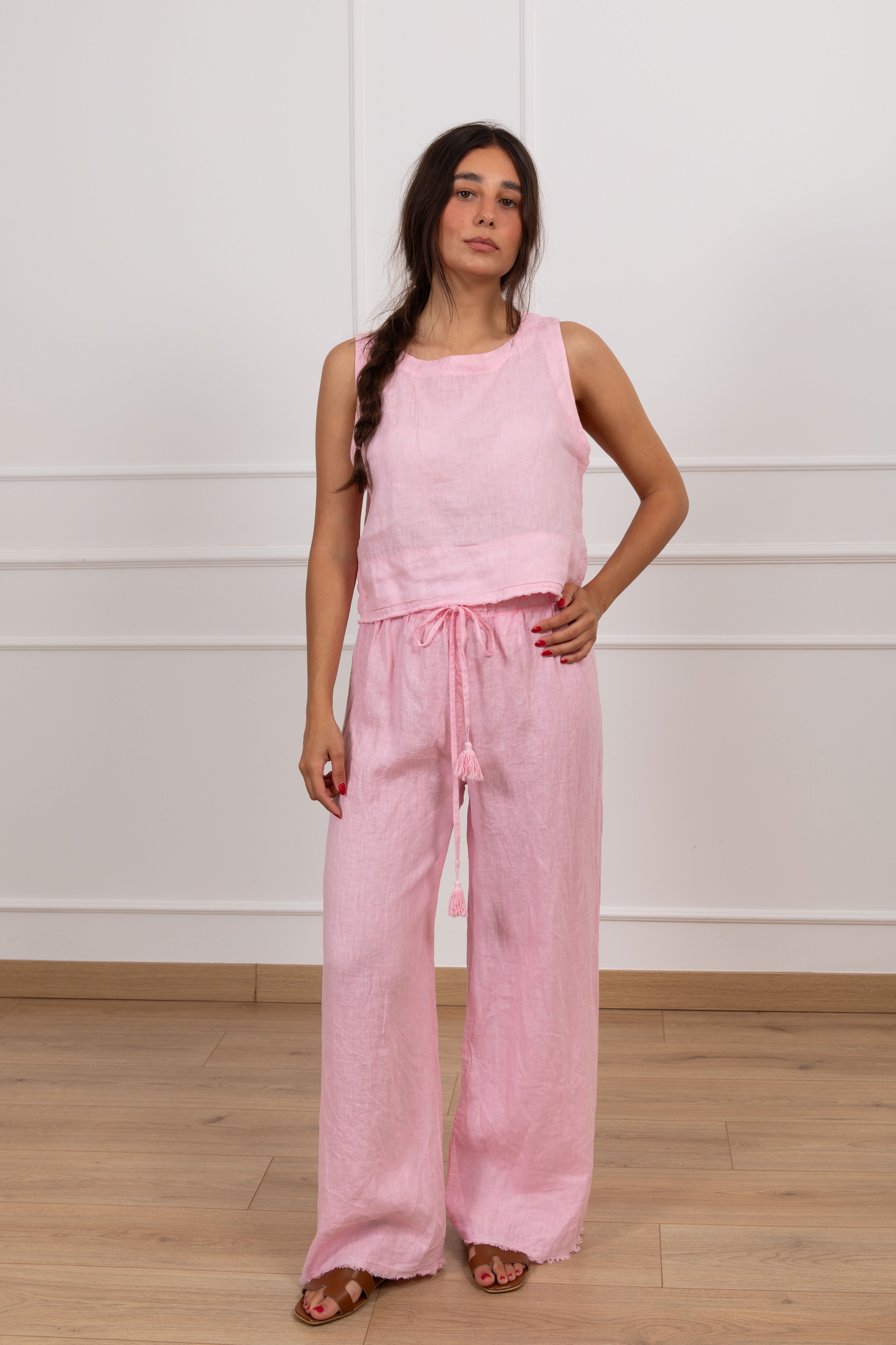 Pantalone 100% lino con coulisse Tensione IN