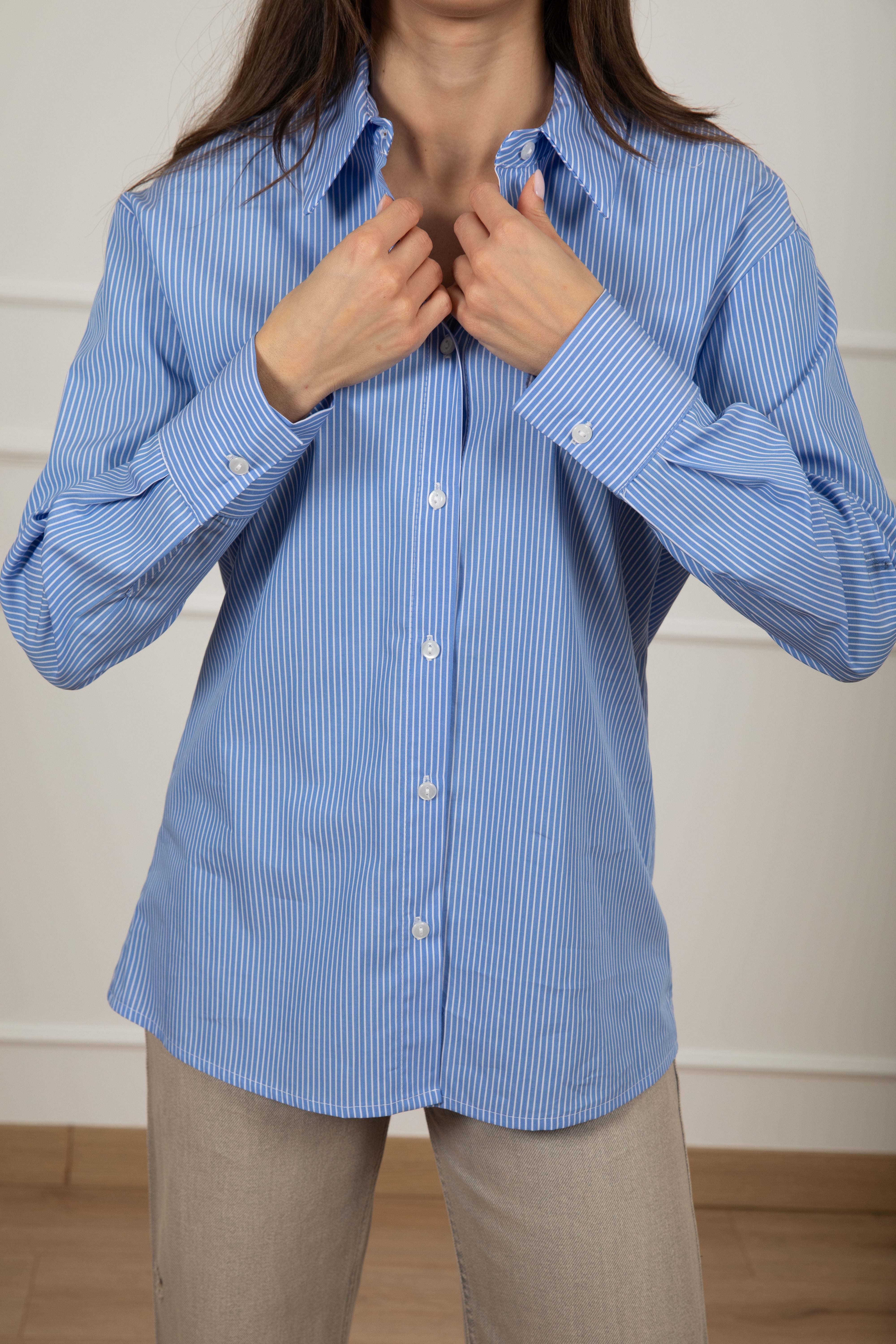 Camicia bacchettata regular-fit in cotone Tensione IN
