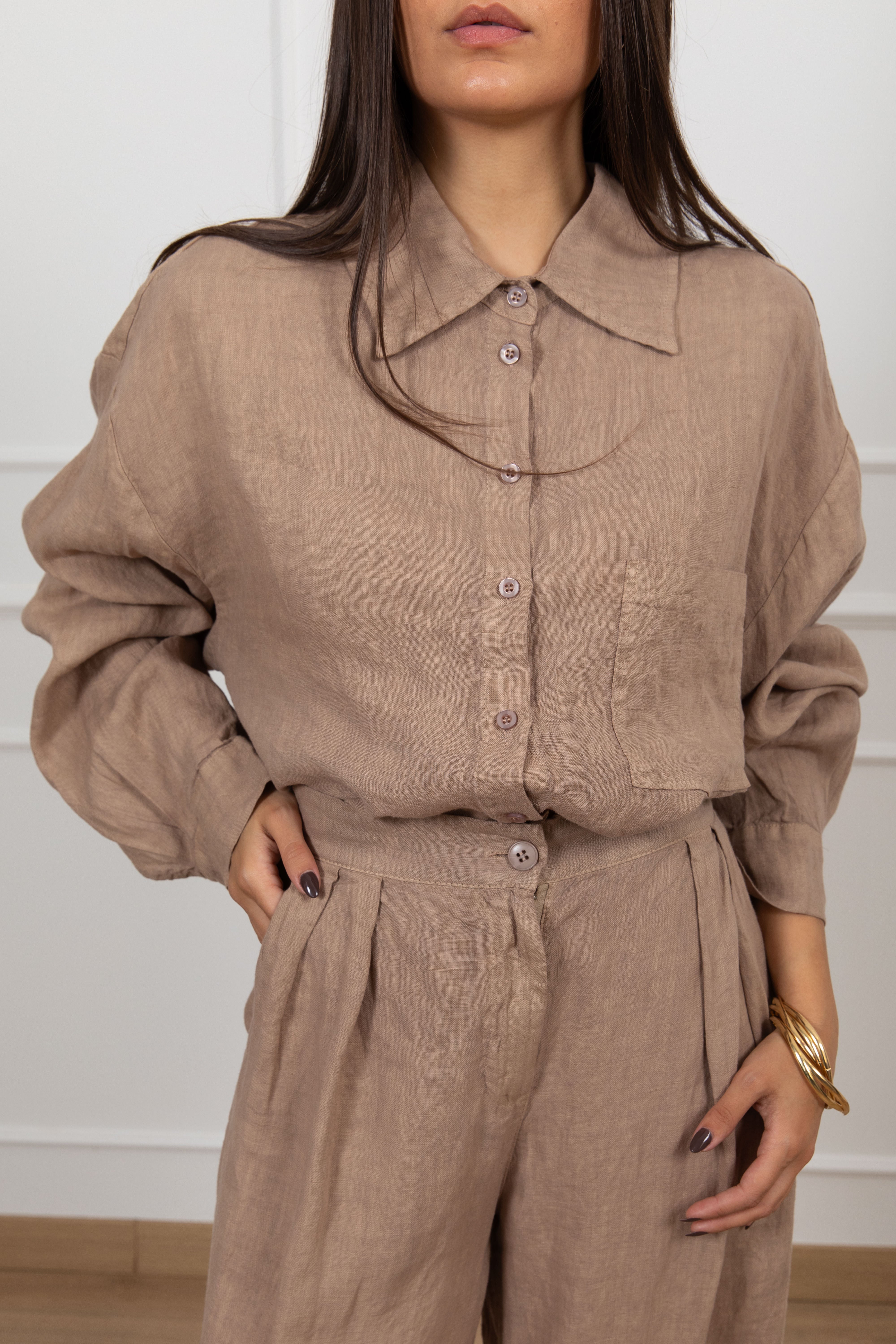 Camicia 100% lino con tasca ViCOLO