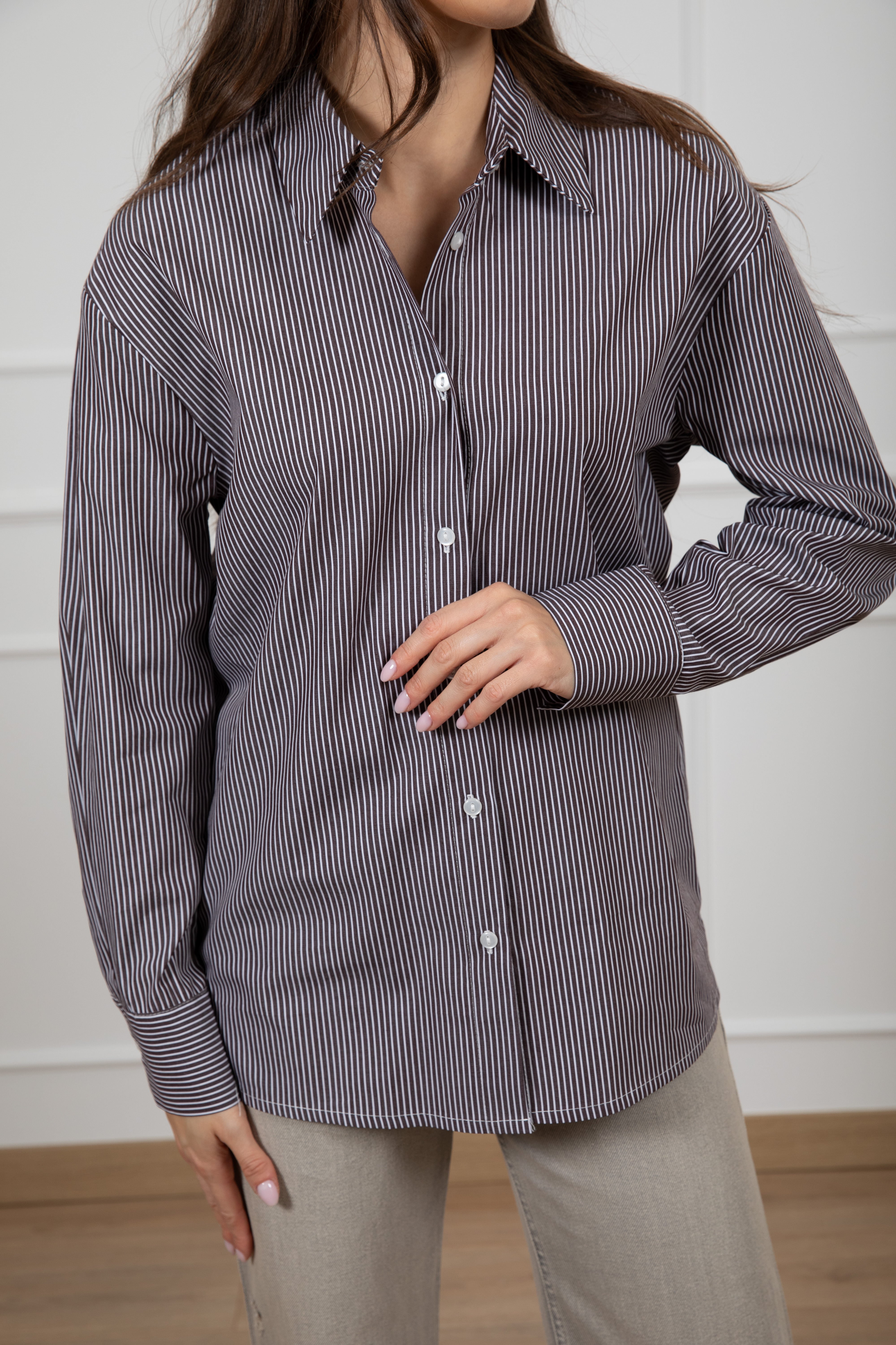 Camicia bacchettata regular-fit in cotone Tensione IN